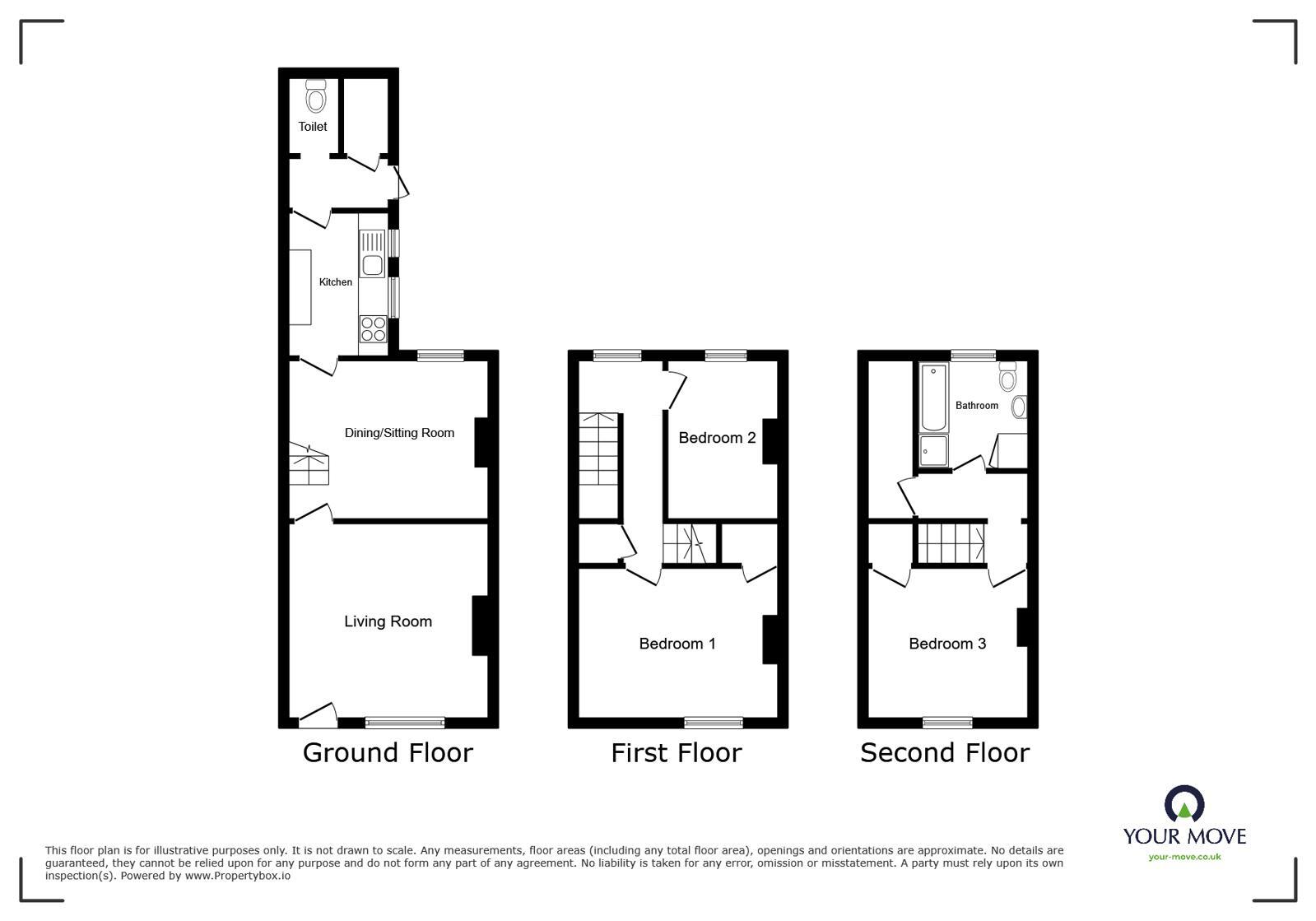 Floorplan of 3 bedroom Mid Terrace House for sale, Harrington Road, Workington, Cumbria, CA14