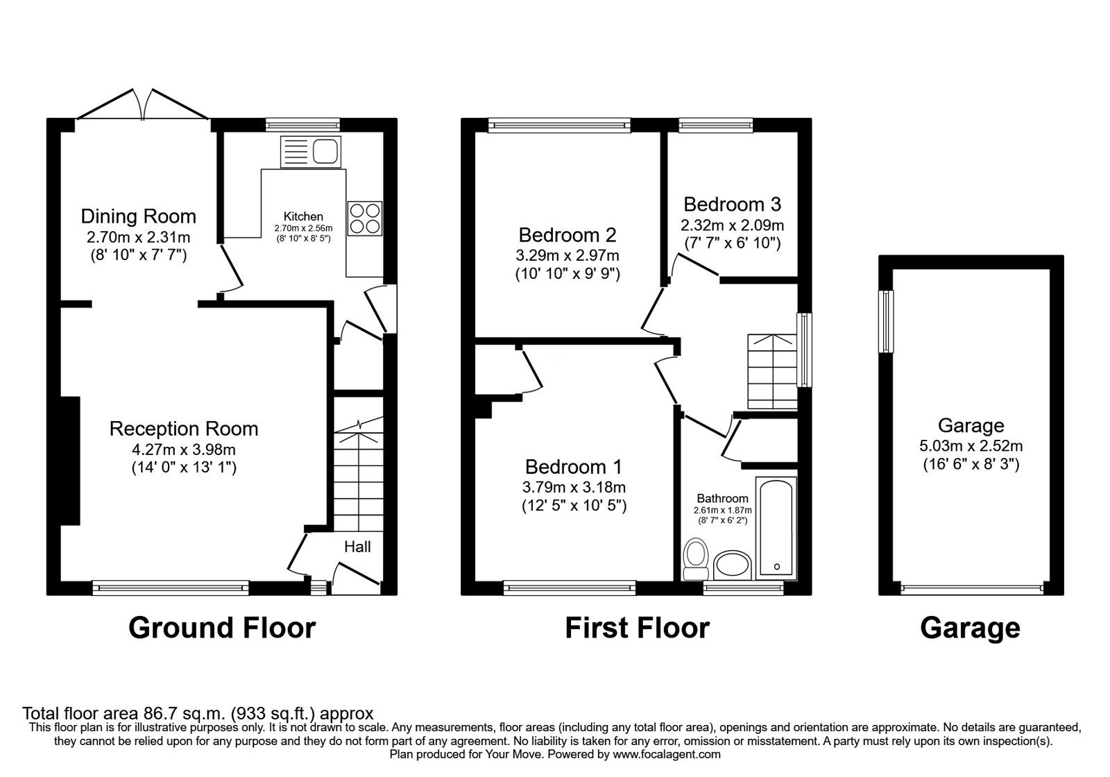 Floorplan of 3 bedroom Semi Detached House for sale, Wordsworth Road, Whitehaven, Cumbria, CA28