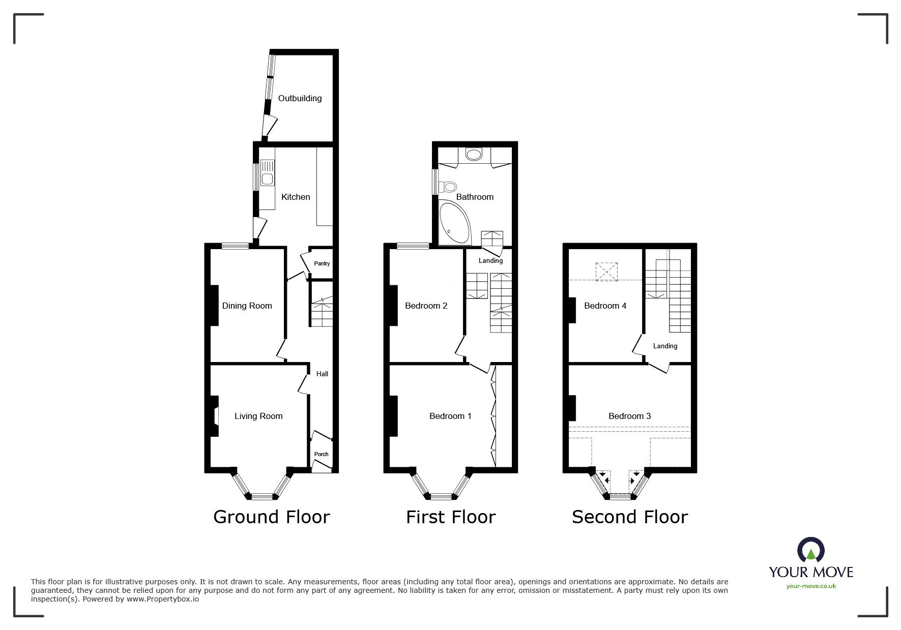 Floorplan of 4 bedroom Mid Terrace House for sale, Church Road Terrace, High Harrington, Cumbria, CA14