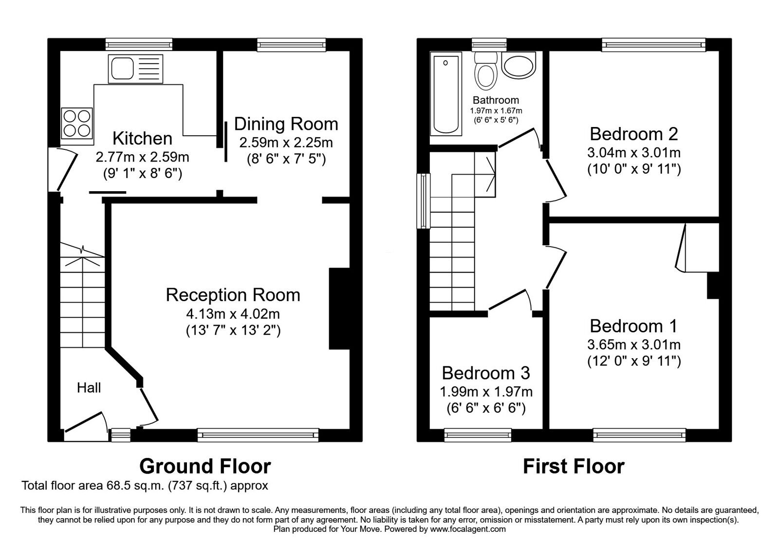 Floorplan of 3 bedroom Semi Detached House for sale, Balmoral Road, Whitehaven, Cumbria, CA28