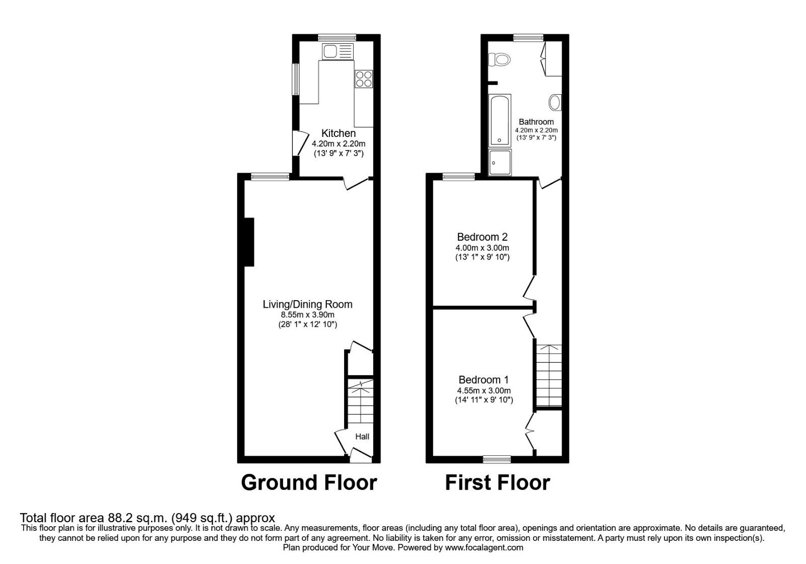 Floorplan of 2 bedroom Mid Terrace House for sale, Brayton Street, Workington, Cumbria, CA14