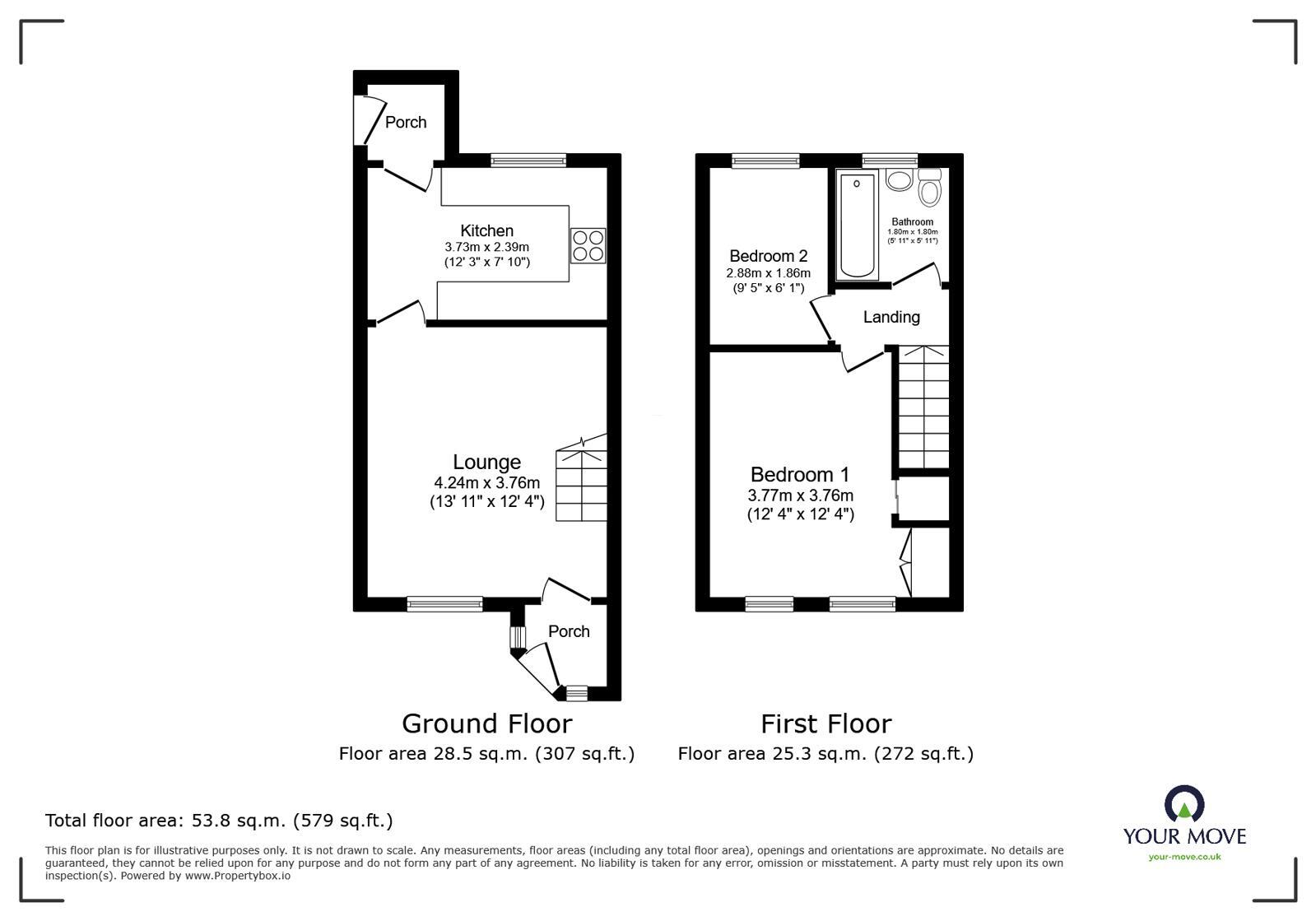 Floorplan of 2 bedroom Semi Detached House for sale, Holly Bank, Whitehaven, Cumbria, CA28
