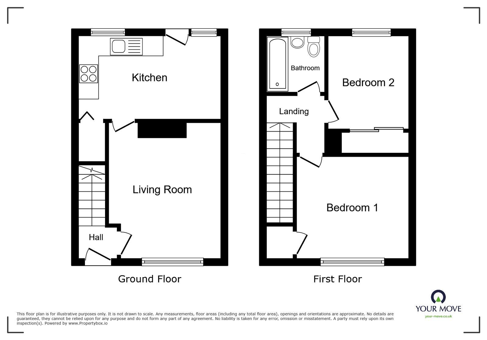 Floorplan of 2 bedroom Mid Terrace House for sale, Springfield Avenue, Whitehaven, Cumbria, CA28
