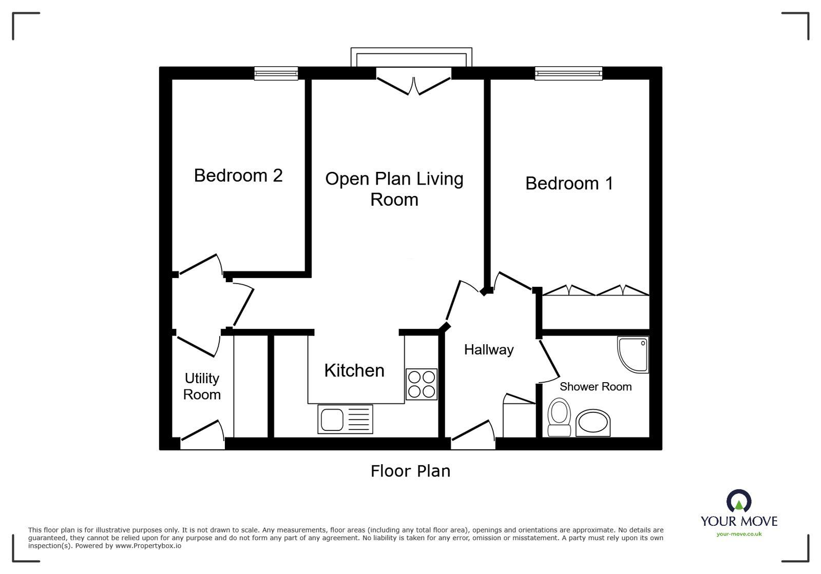 Floorplan of 2 bedroom Flat for sale, Roper Street, Whitehaven, Cumbria, CA28