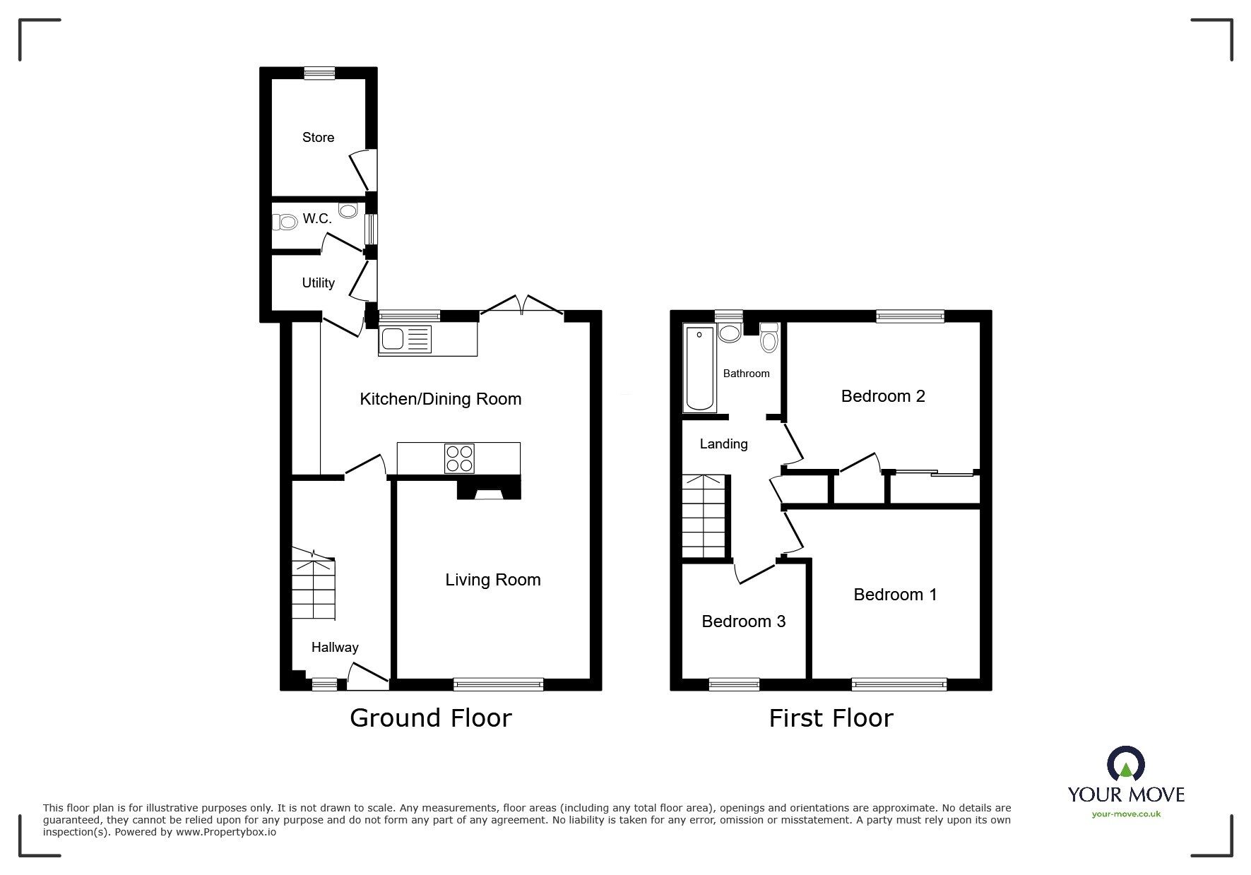 Floorplan of 3 bedroom Mid Terrace House for sale, Red Lonning, Whitehaven, Cumbria, CA28