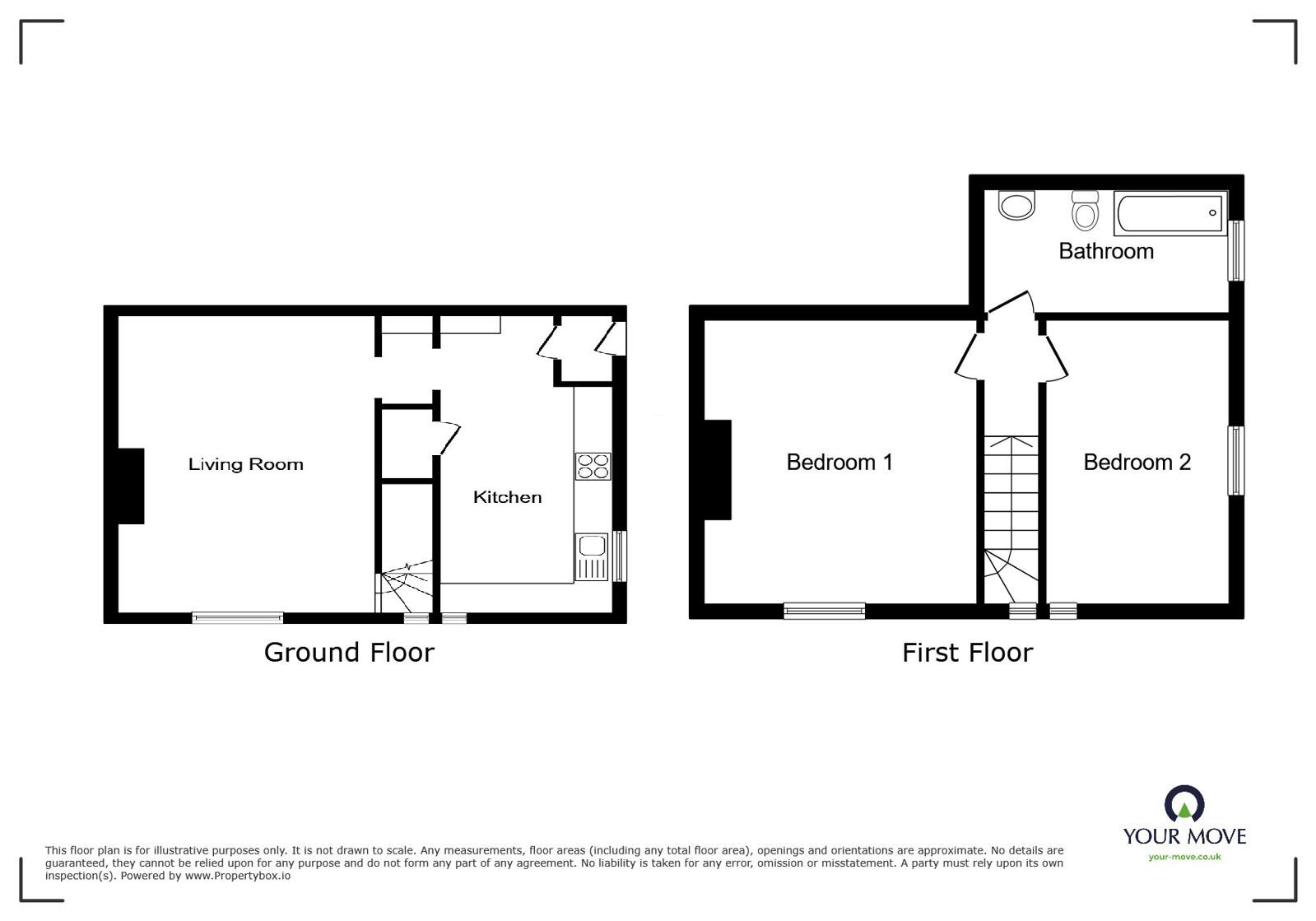 Floorplan of 2 bedroom Mid Terrace House for sale, Calderbridge, Seascale, Cumbria, CA20