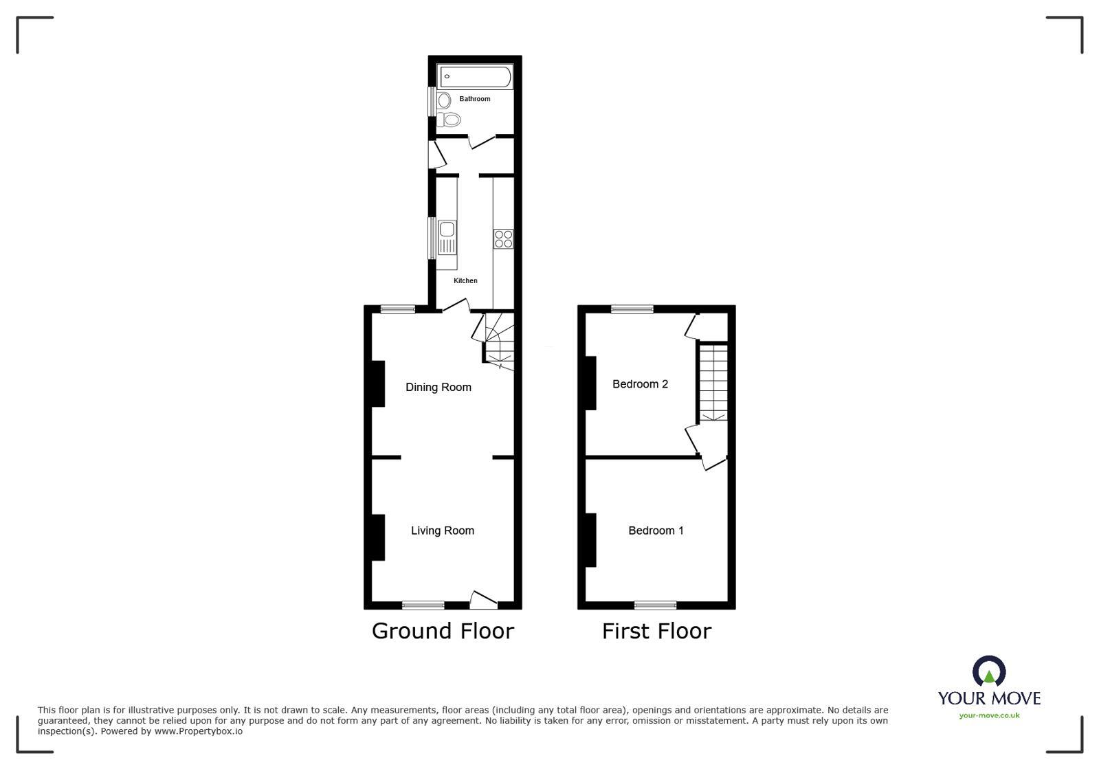 Floorplan of 2 bedroom Mid Terrace House for sale, Dalzell Street, Moor Row, Cumbria, CA24