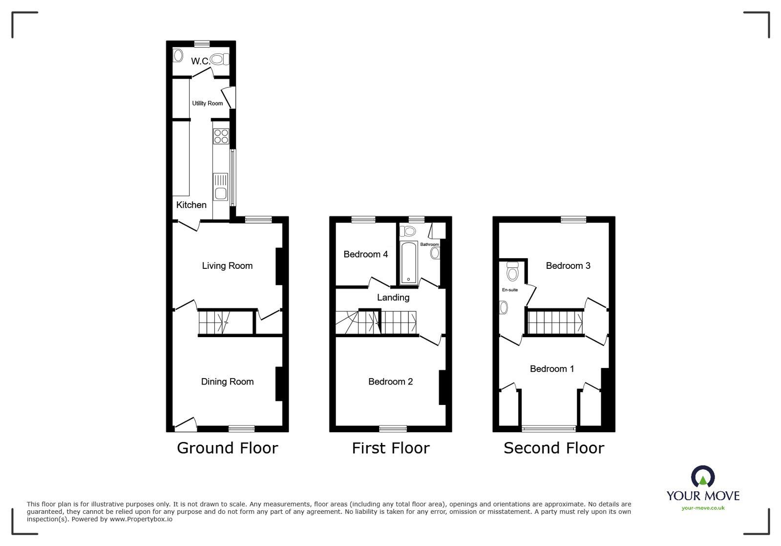 Floorplan of 4 bedroom Mid Terrace House for sale, Lonsdale Street, Workington, Cumbria, CA14