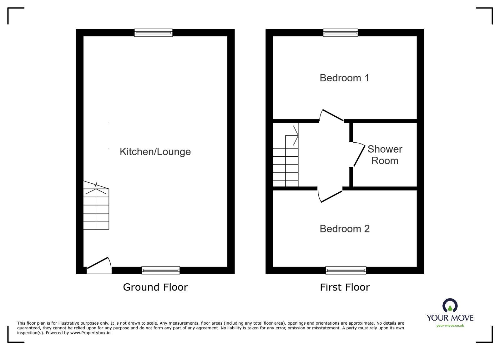 Floorplan of 2 bedroom End Terrace House to rent, Catherine Street, Whitehaven, Cumbria, CA28