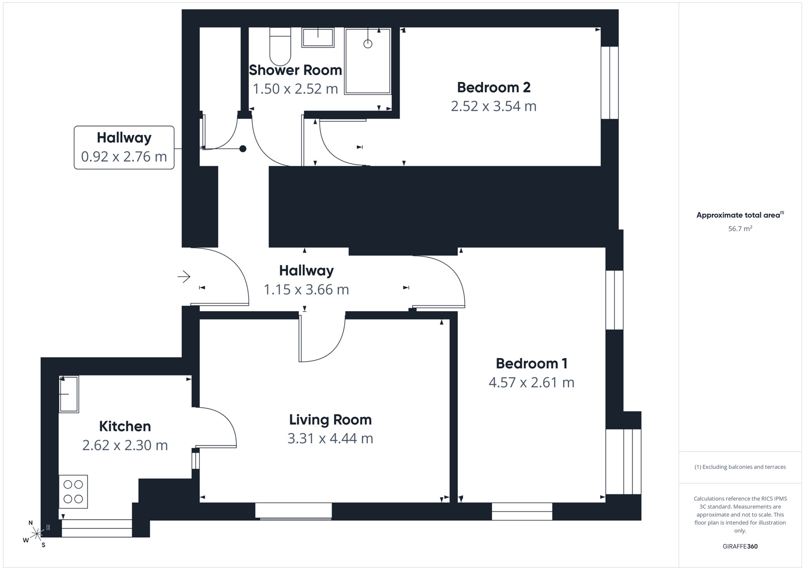 Floorplan of 2 bedroom Flat for sale, Flatt Walks, Whitehaven, Cumbria, CA28