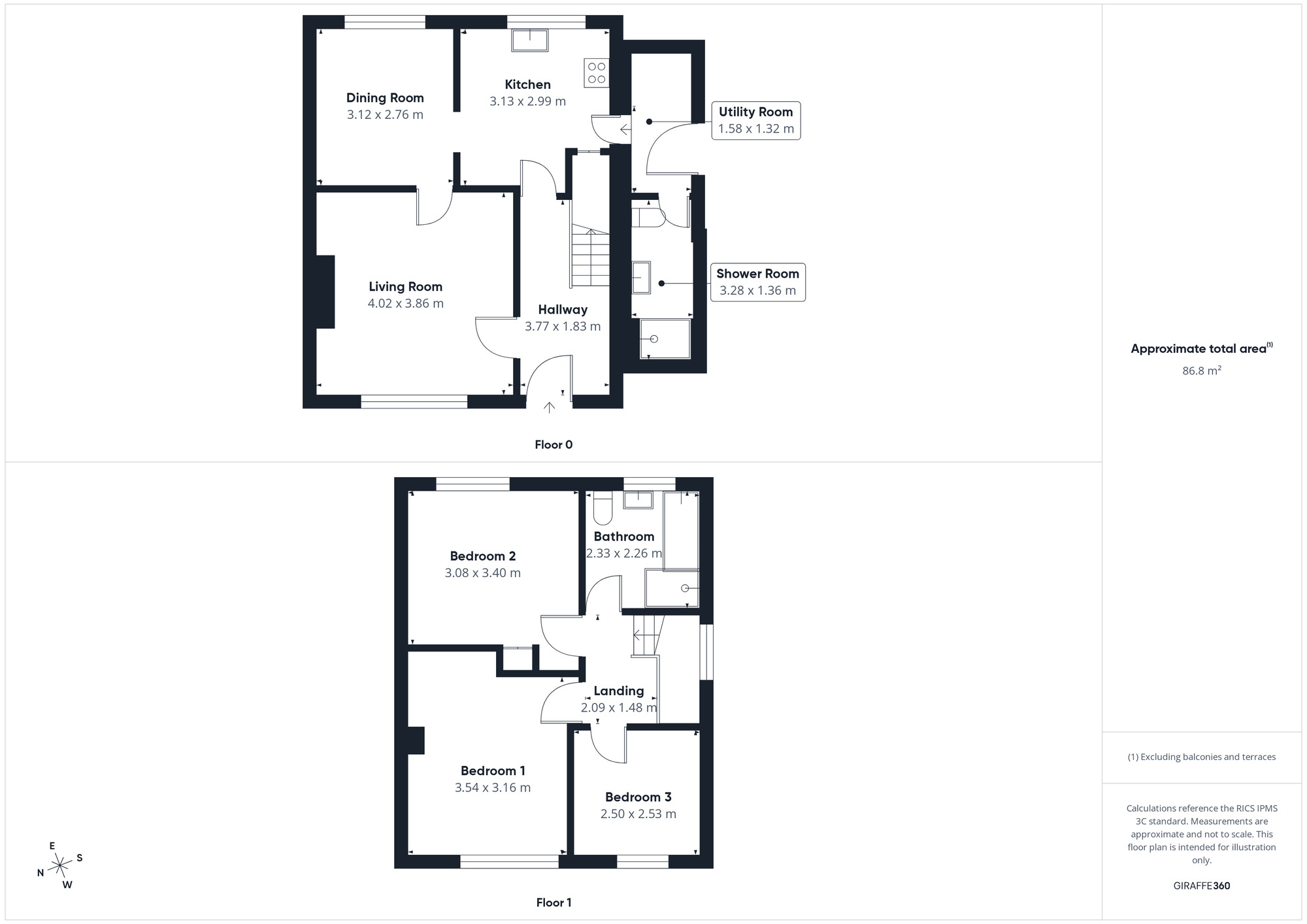 Floorplan of 3 bedroom Semi Detached House for sale, Herdus Road, Whitehaven, Cumbria, CA28
