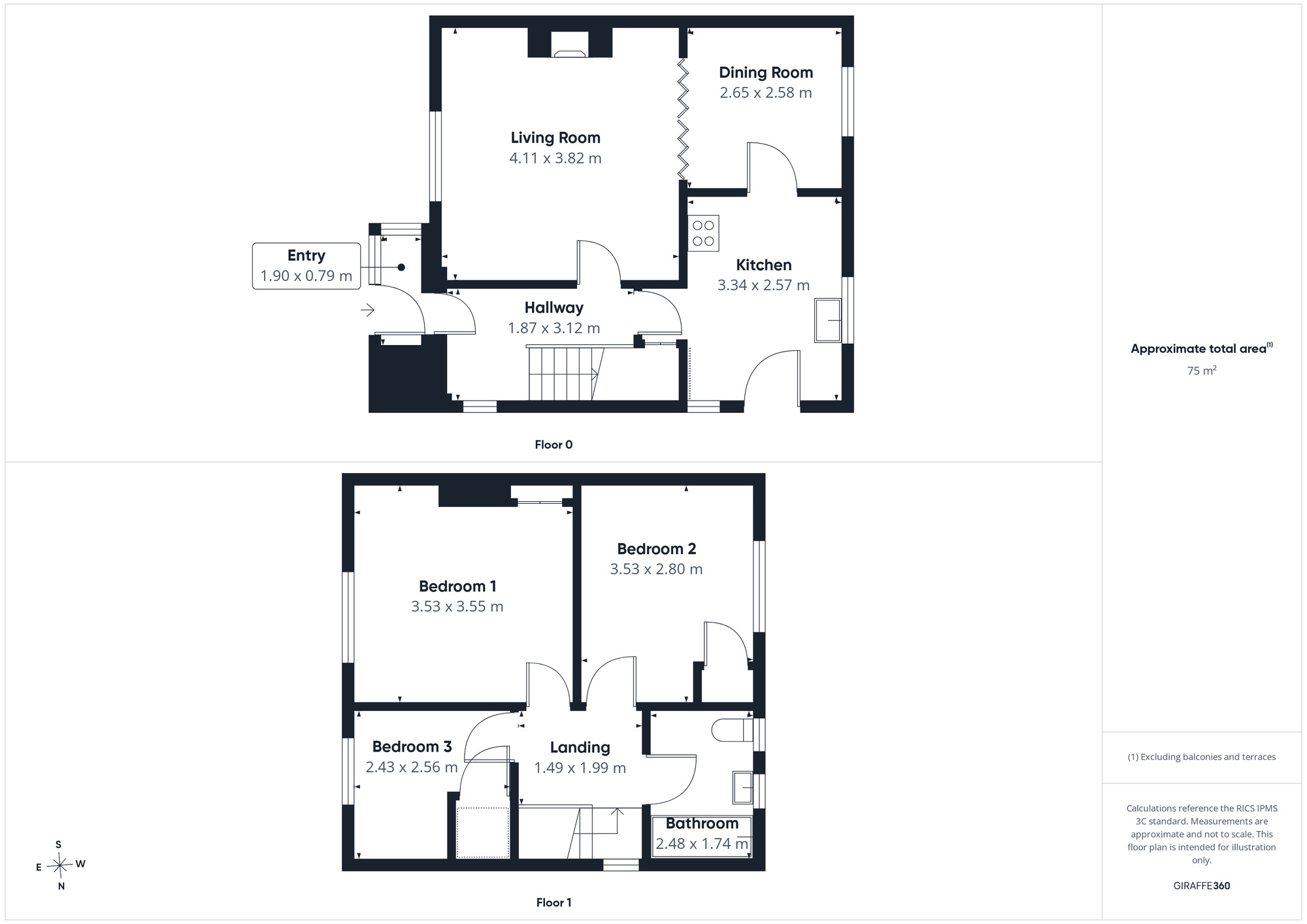Floorplan of 3 bedroom End Terrace House for sale, The Oval, Whitehaven, Cumbria, CA28