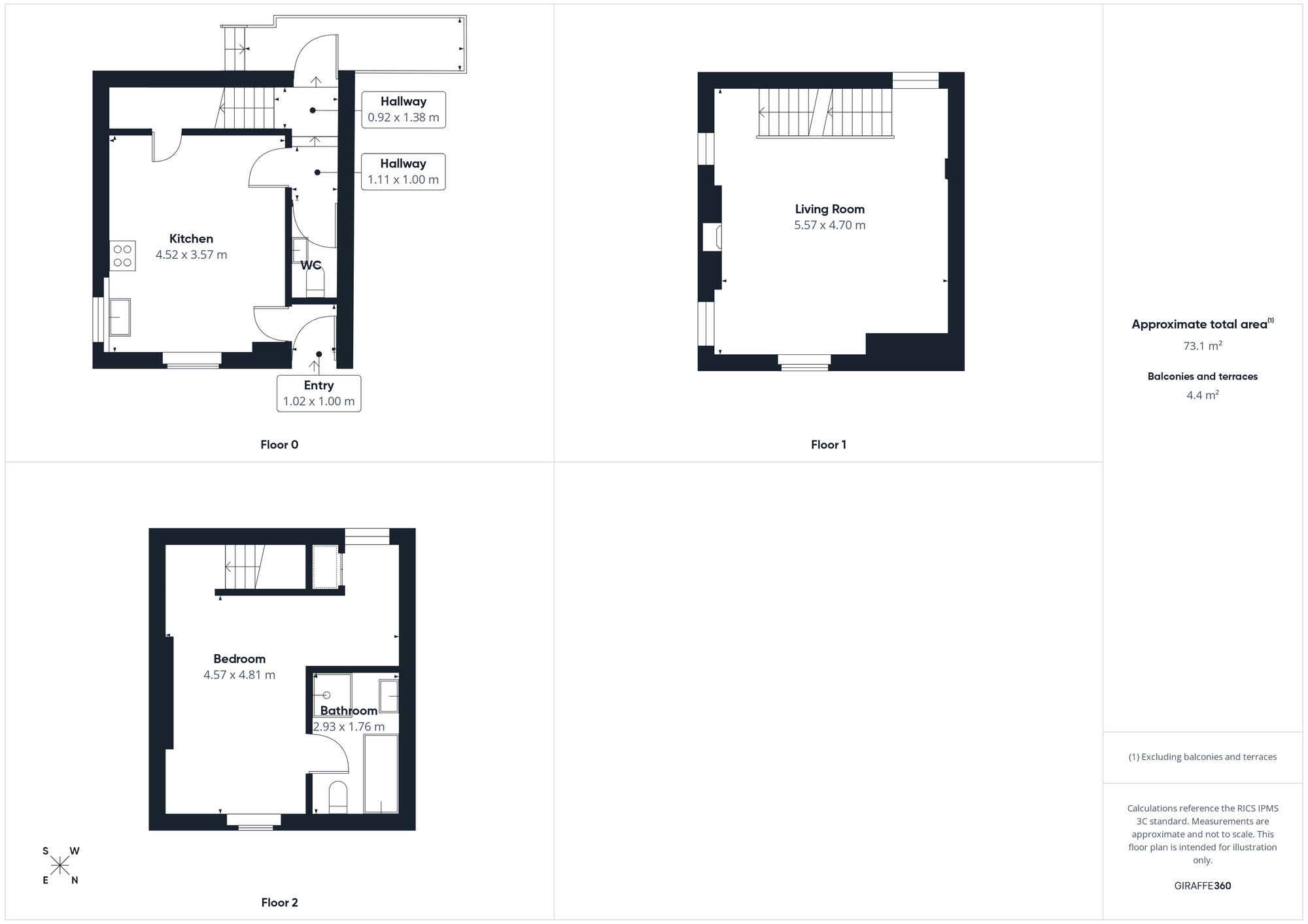 Floorplan of 1 bedroom End Terrace House to rent, Temple Terrace, Whitehaven, Cumbria, CA28