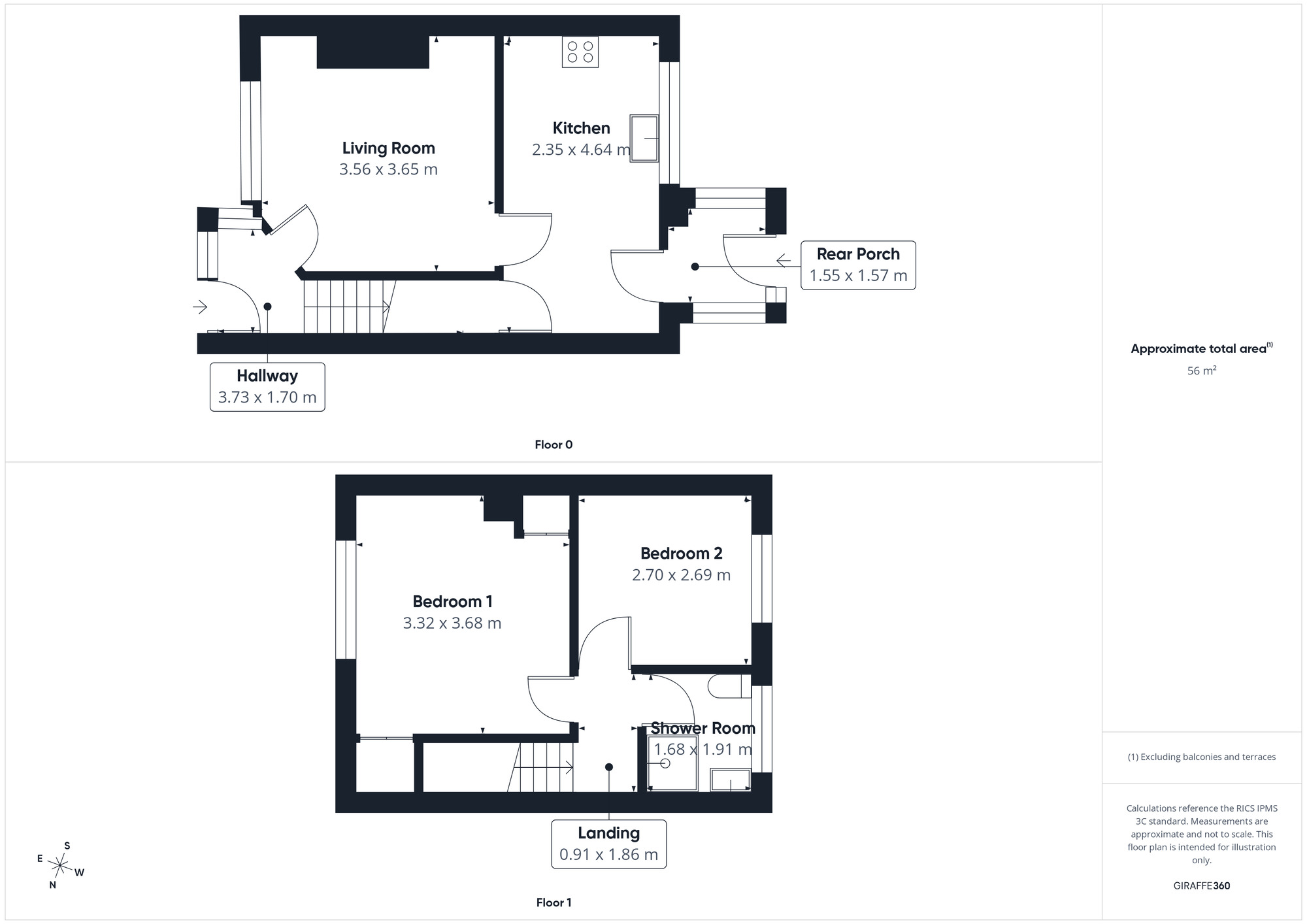 Floorplan of 2 bedroom Mid Terrace House for sale, Queens Close, Whitehaven, Cumbria, CA28