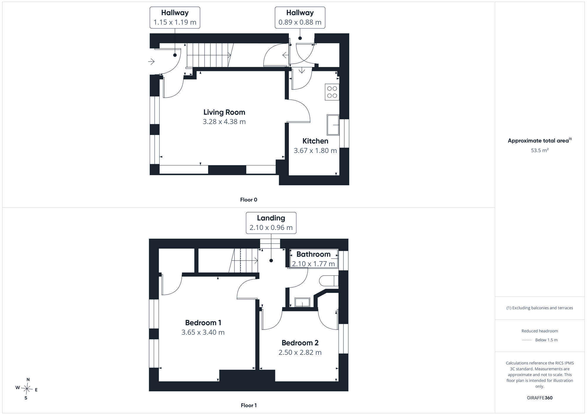 Floorplan of 2 bedroom Semi Detached House for sale, Devon Road, Hensingham, Cumbria, CA28
