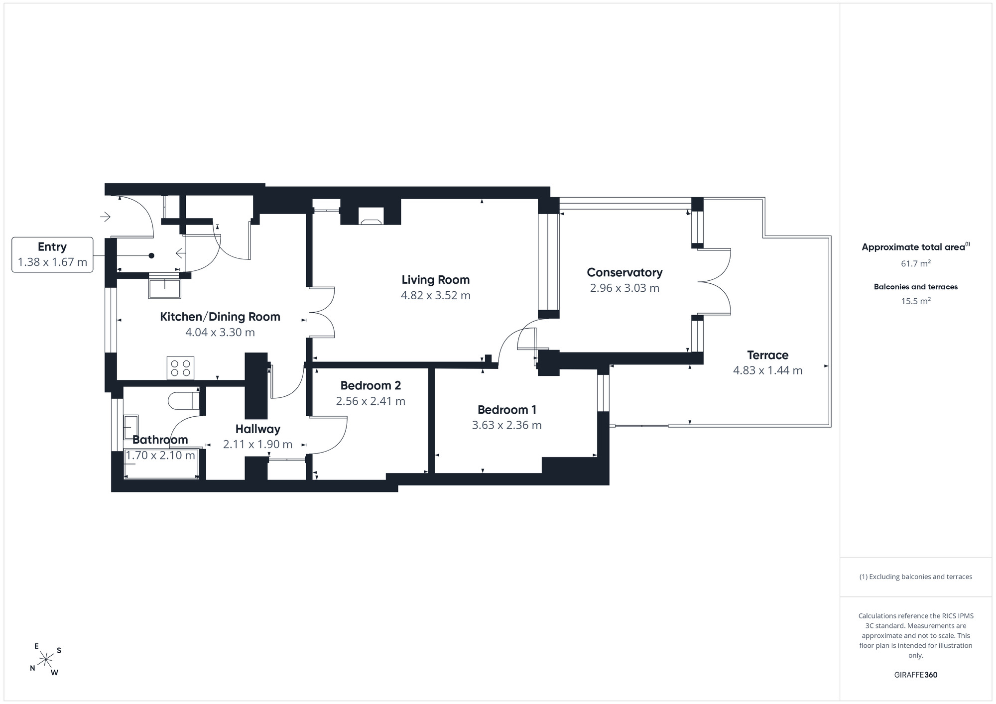 Floorplan of 2 bedroom Mid Terrace Bungalow for sale, Nethertown, Egremont, Cumbria, CA22