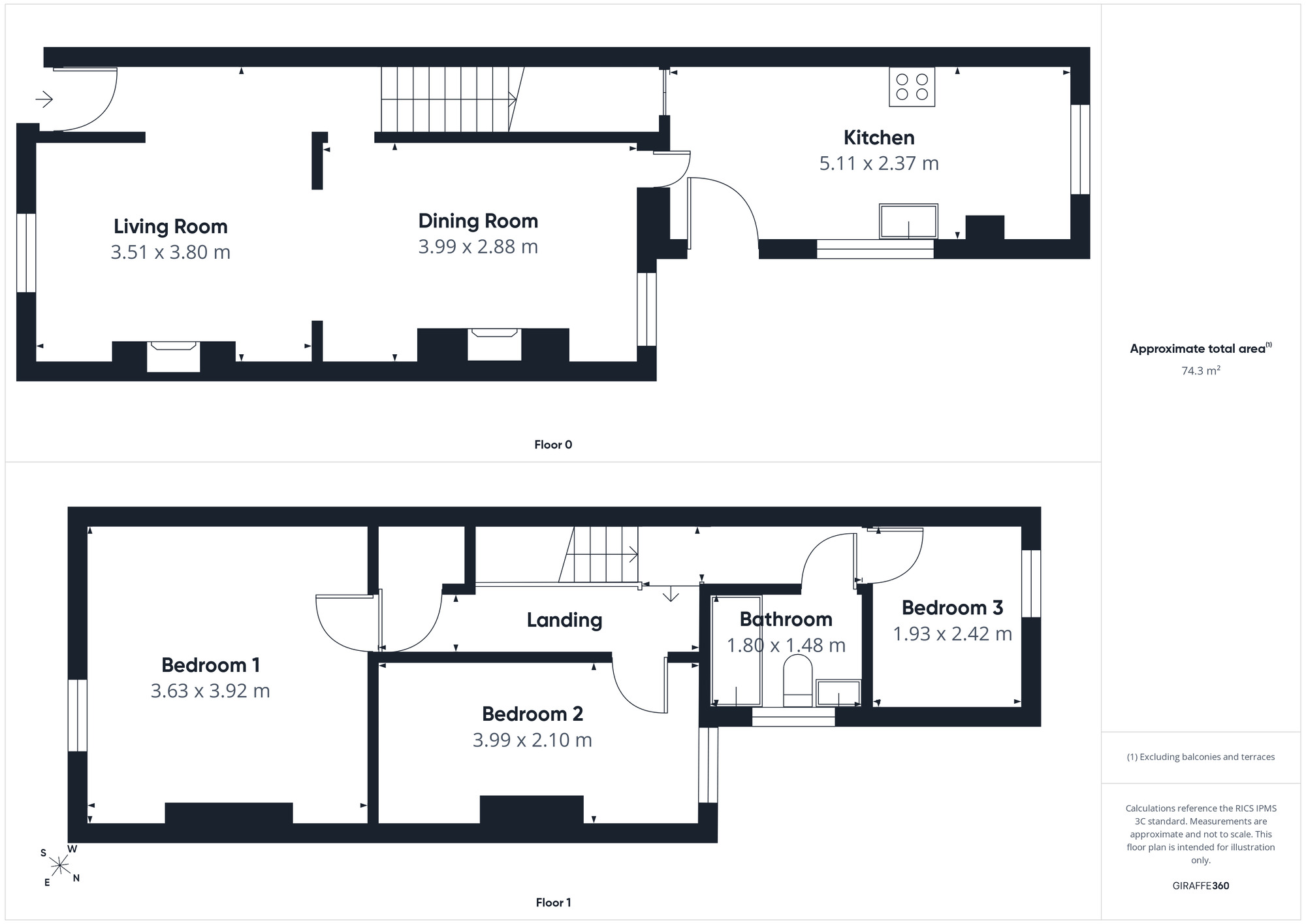 Floorplan of 3 bedroom Mid Terrace House for sale, Bowthorn Road, Cleator Moor, Cumbria, CA25