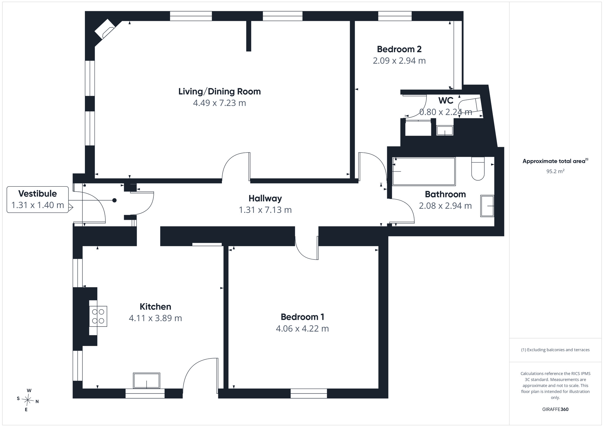 Floorplan of 2 bedroom Semi Detached Bungalow for sale, Deanscales, Cockermouth, Cumbria, CA13