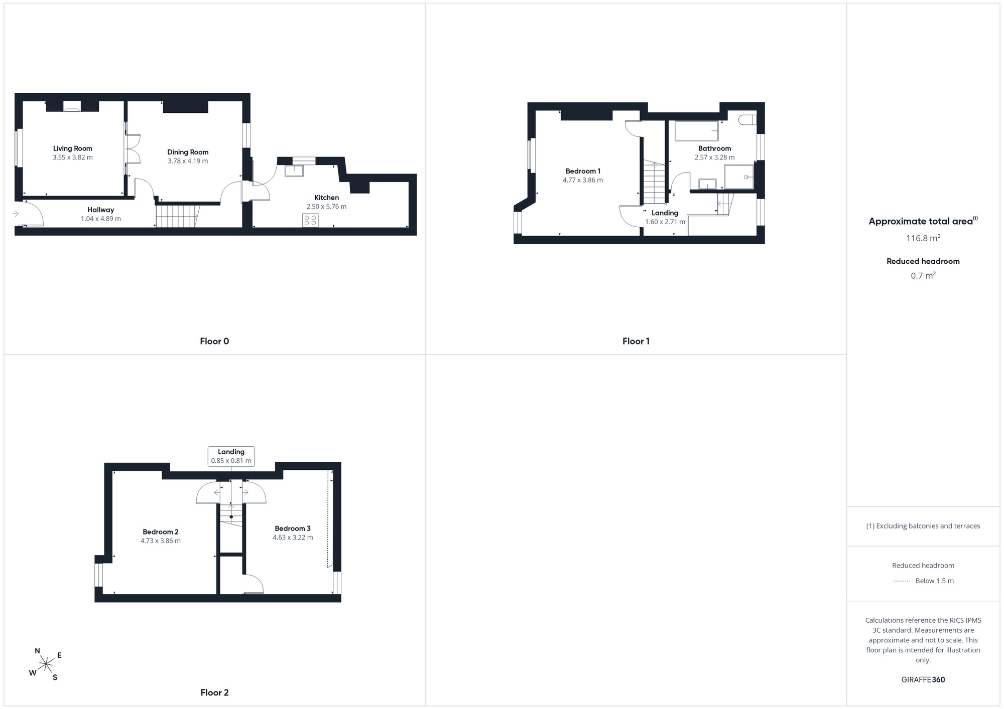 Floorplan of 3 bedroom Mid Terrace House for sale, Crossfield Road, Cleator Moor, Cumbria, CA25