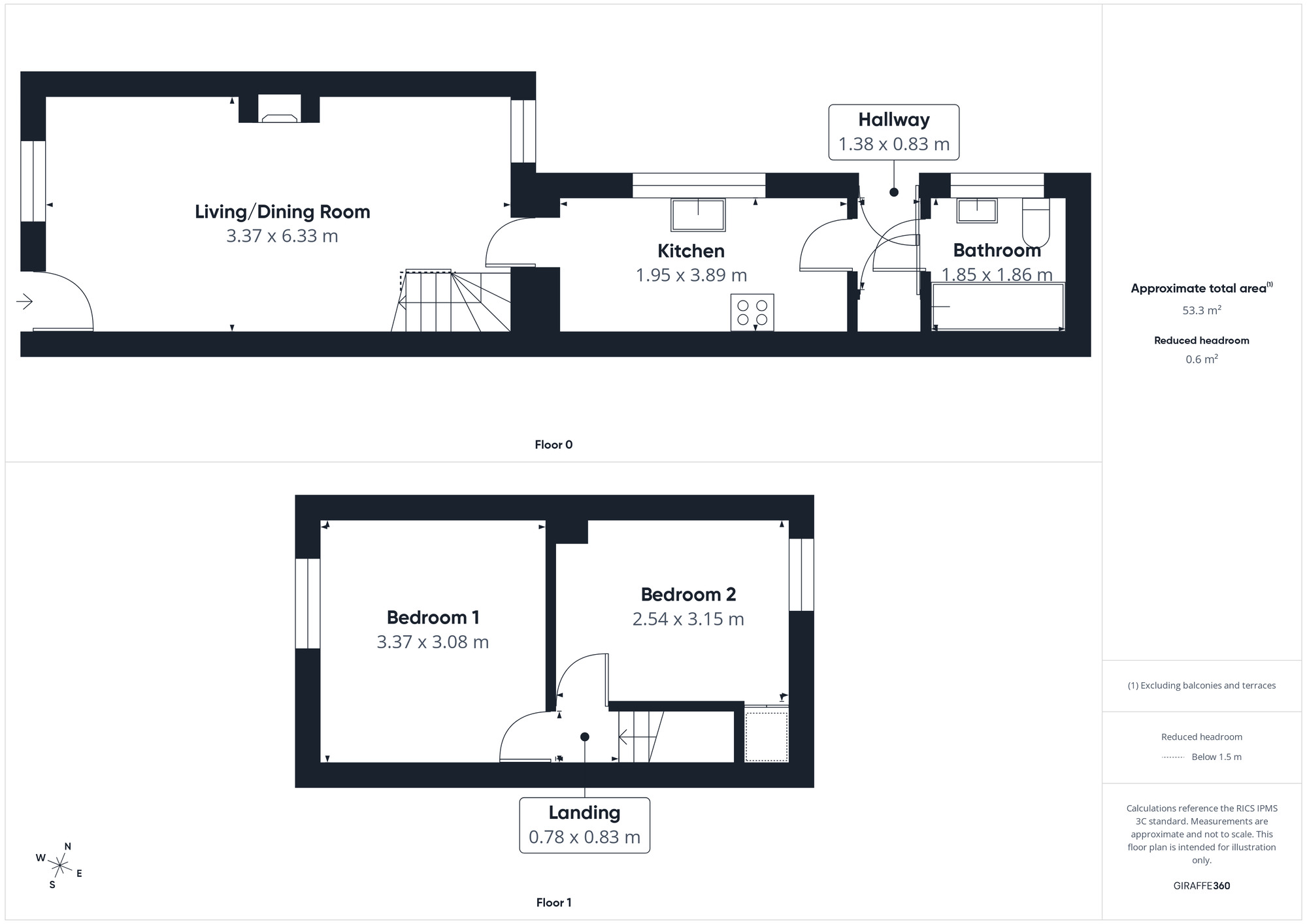Floorplan of 2 bedroom Mid Terrace House for sale, Dalzell Street, Moor Row, Cumbria, CA24
