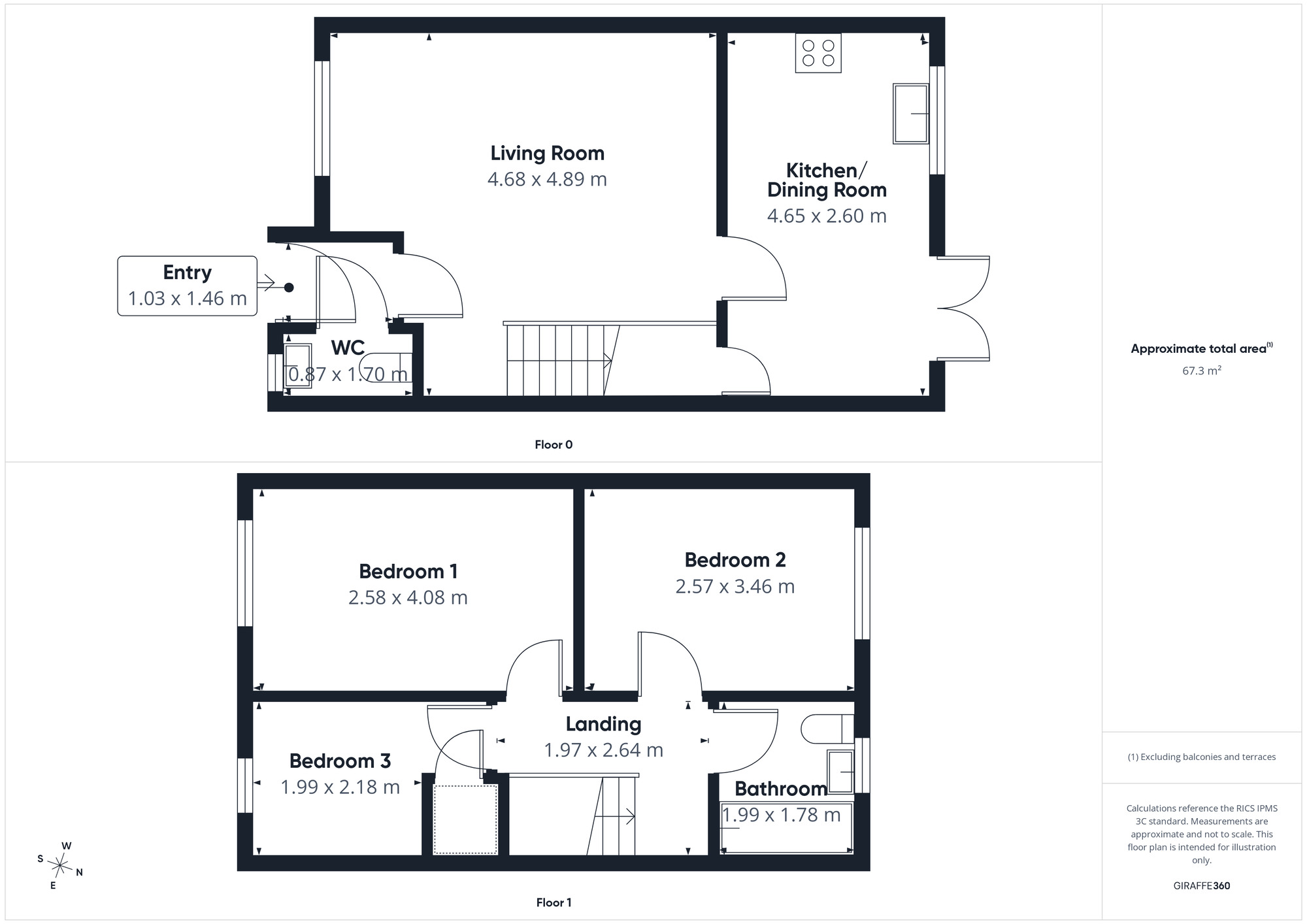 Floorplan of 3 bedroom End Terrace House for sale, Ladstock Grove, Whitehaven, Cumbria, CA28