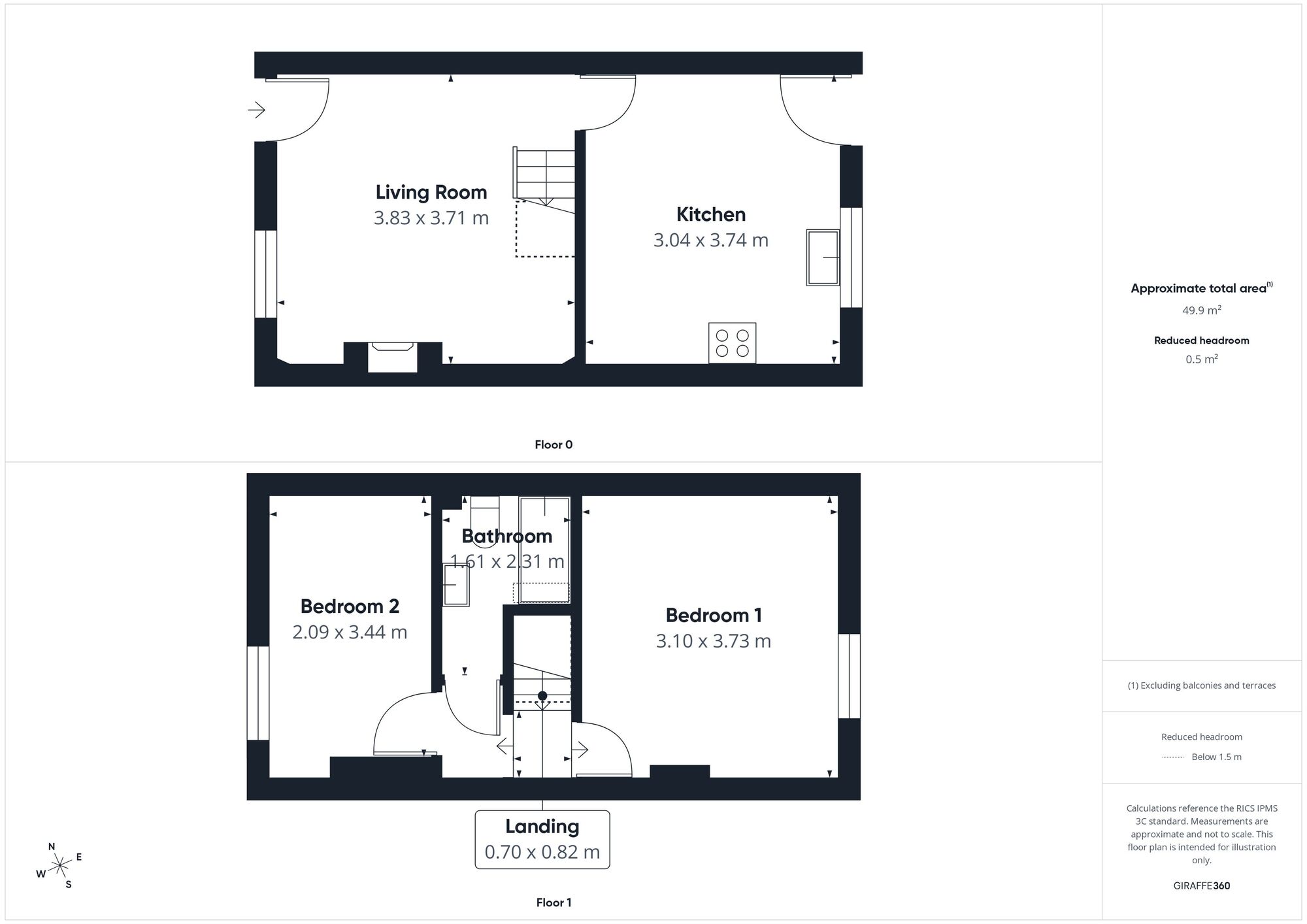 Floorplan of 2 bedroom Mid Terrace House to rent, Queen Street, Cleator Moor, Cumbria, CA25