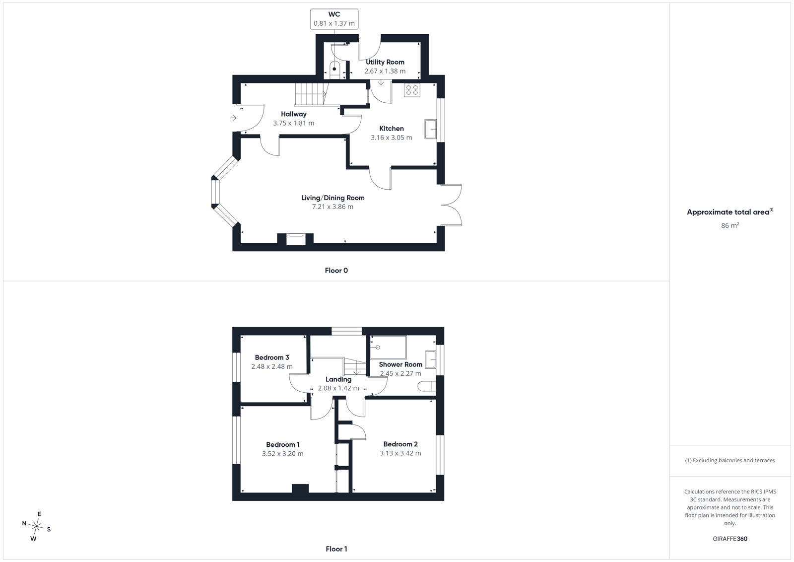 Floorplan of 3 bedroom Semi Detached House for sale, Grisedale Close, Whitehaven, Cumbria, CA28
