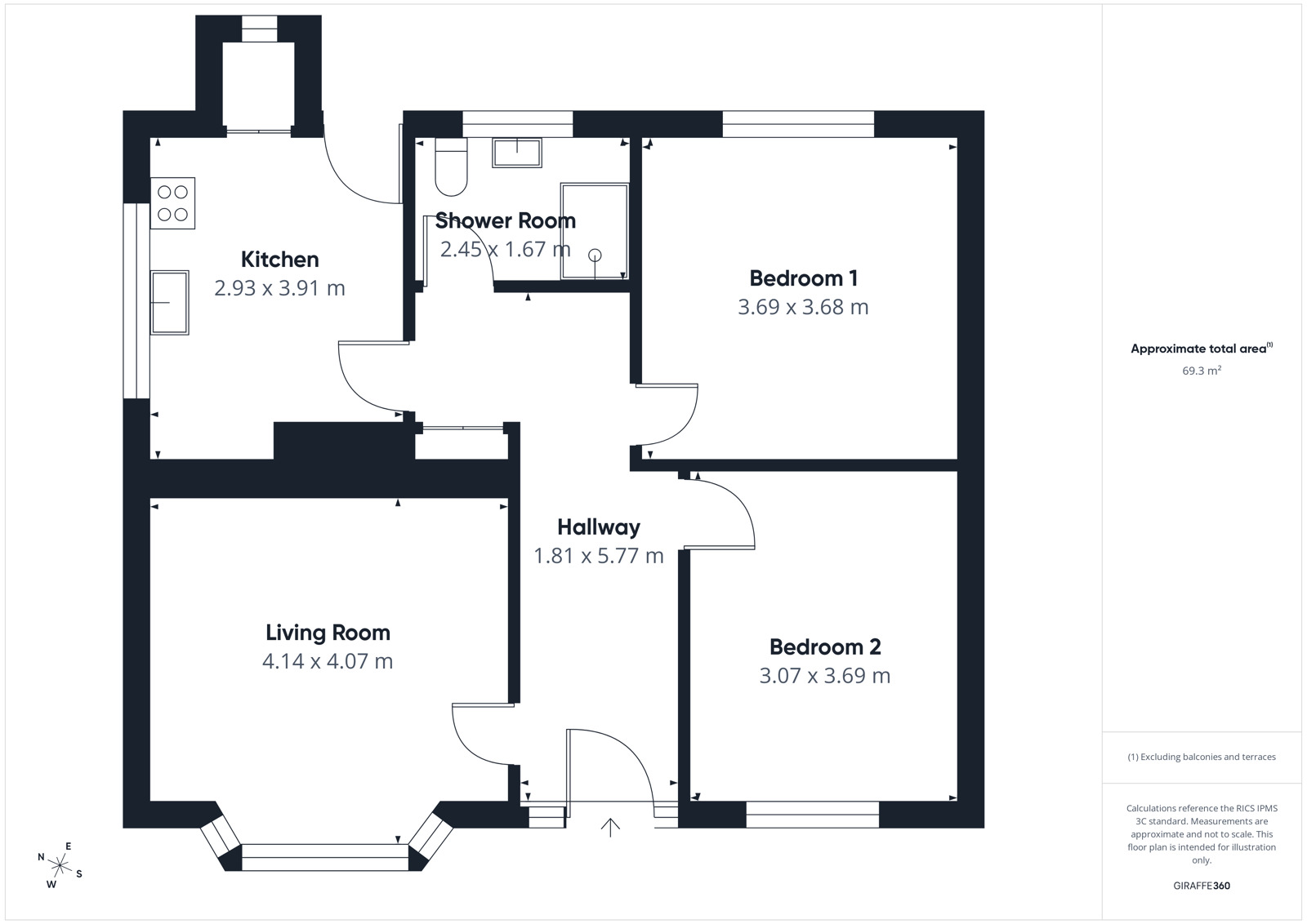Floorplan of 2 bedroom Semi Detached Bungalow for sale, Low Seaton, Seaton, Cumbria, CA14