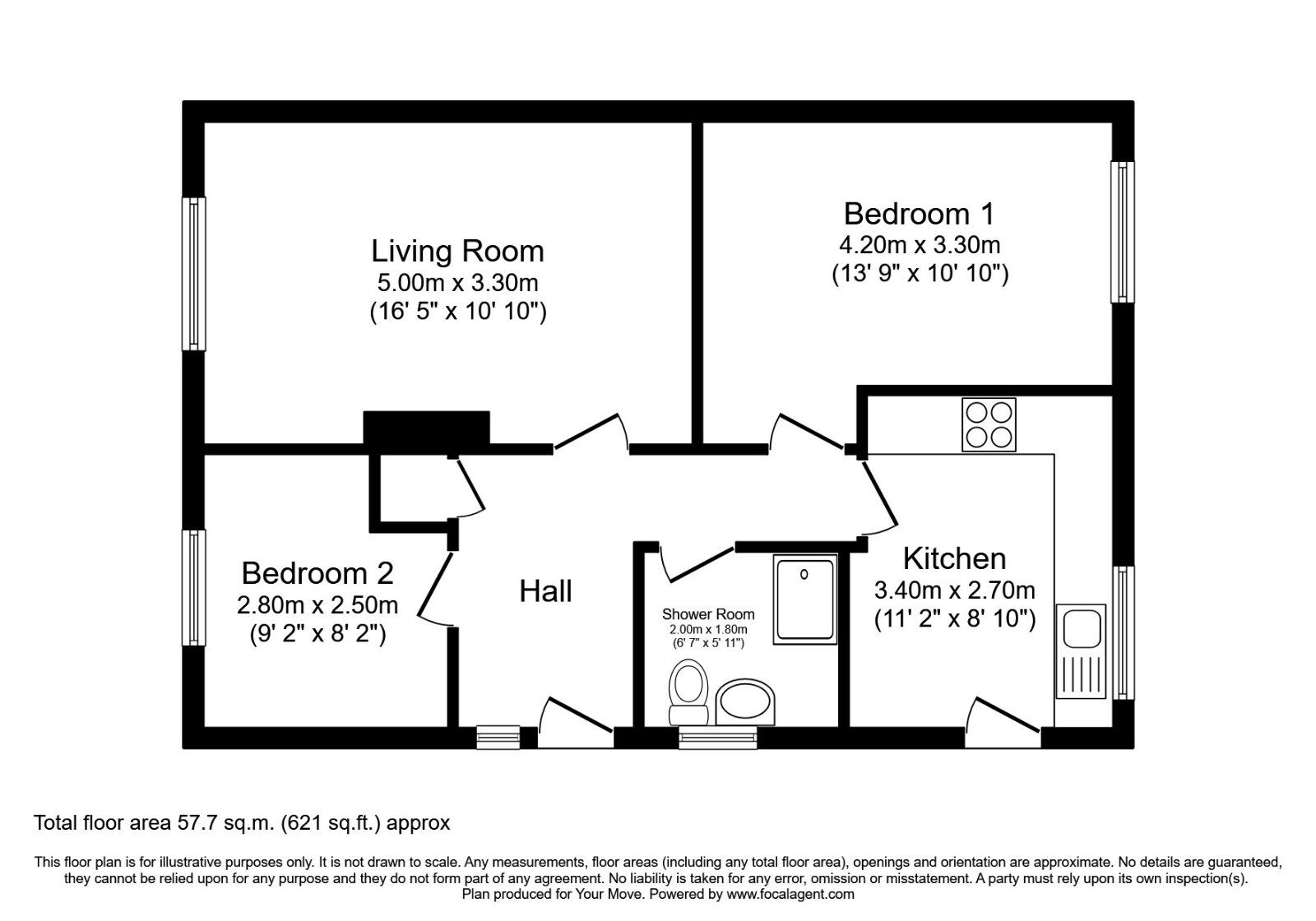 Floorplan of 2 bedroom Semi Detached Bungalow to rent, Gill Close, Whitehaven, Cumbria, CA28