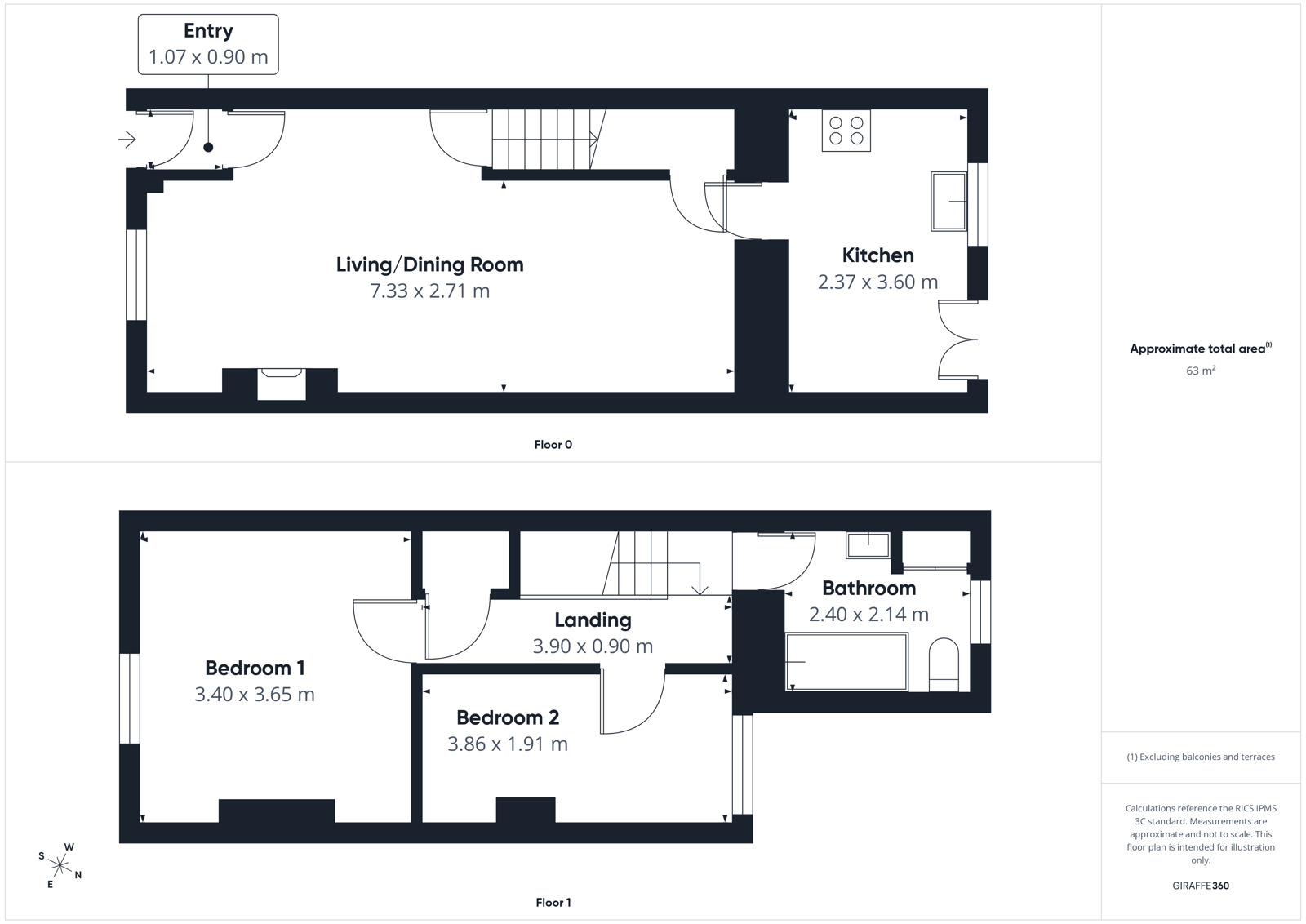 Floorplan of 2 bedroom Mid Terrace House for sale, Bowthorn Road, Cleator Moor, Cumbria, CA25