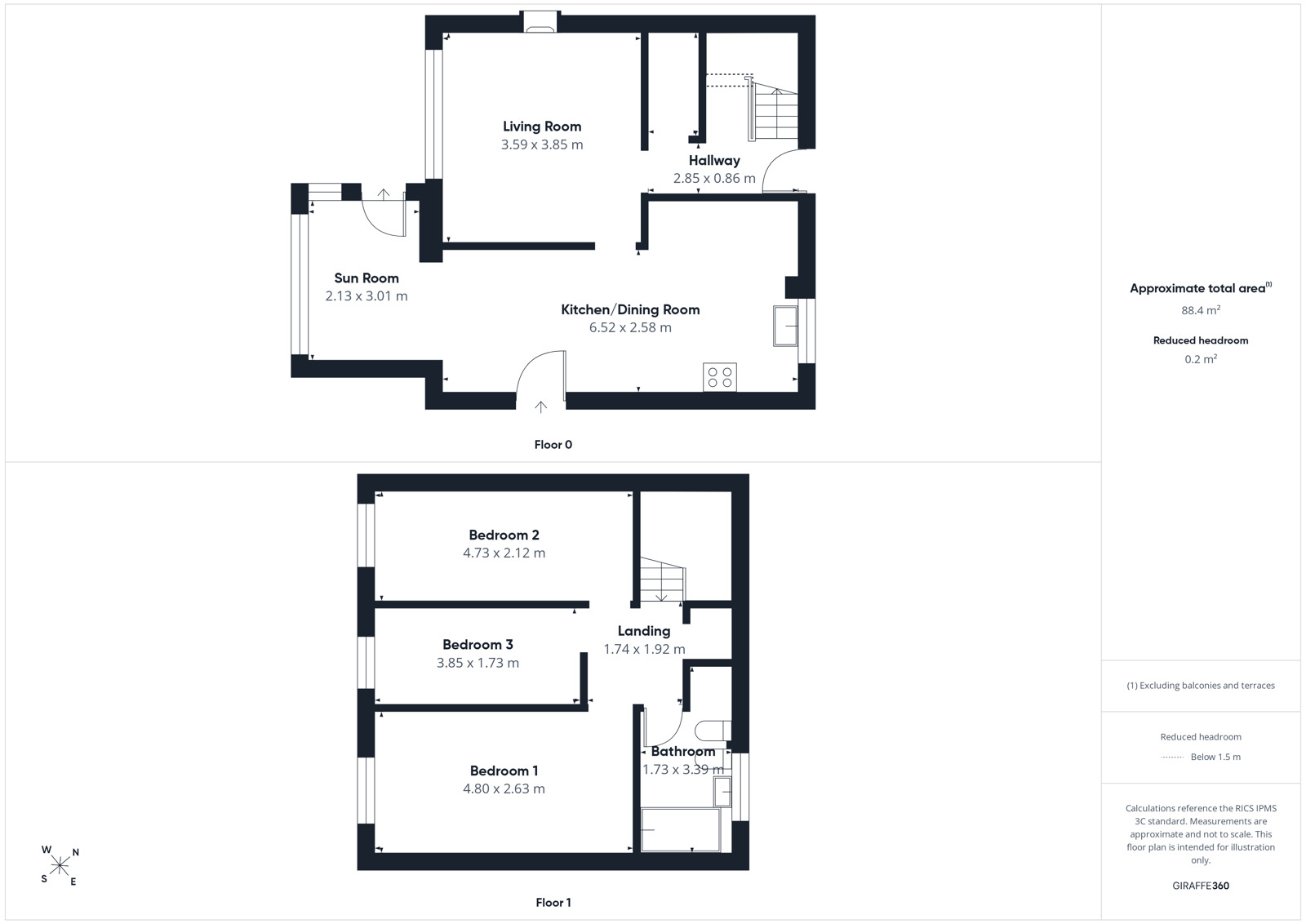 Floorplan of 3 bedroom Semi Detached House for sale, Coniston Drive, Workington, Cumbria, CA14