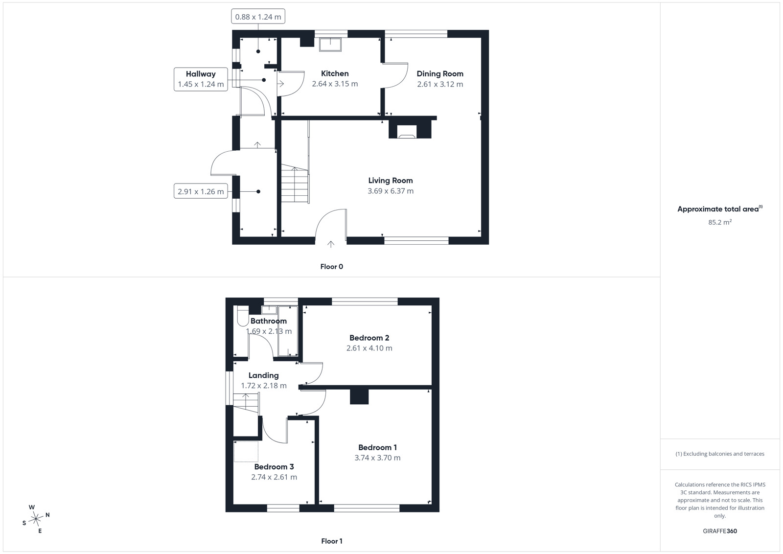Floorplan of 3 bedroom Semi Detached House for sale, Pearl Road, Salterbeck, Cumbria, CA14