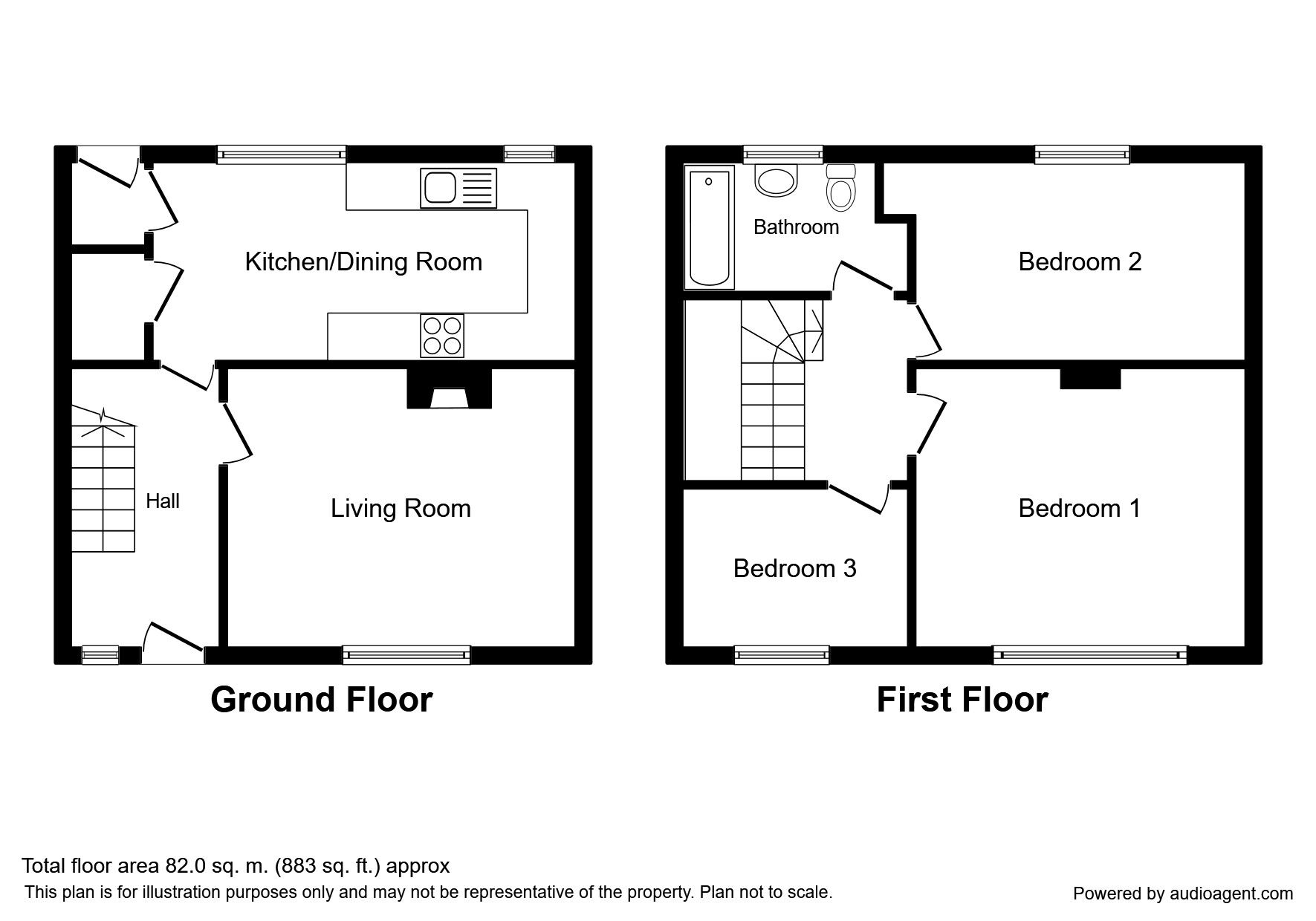 Floorplan of 3 bedroom Mid Terrace House for sale, Skinburness Drive, Silloth, Cumbria, CA7