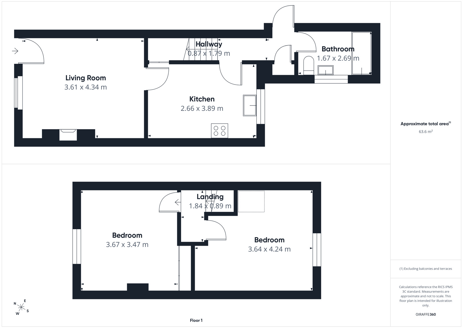 Floorplan of 2 bedroom End Terrace House to rent, Temple Terrace, Aspatria, Cumbria, CA7