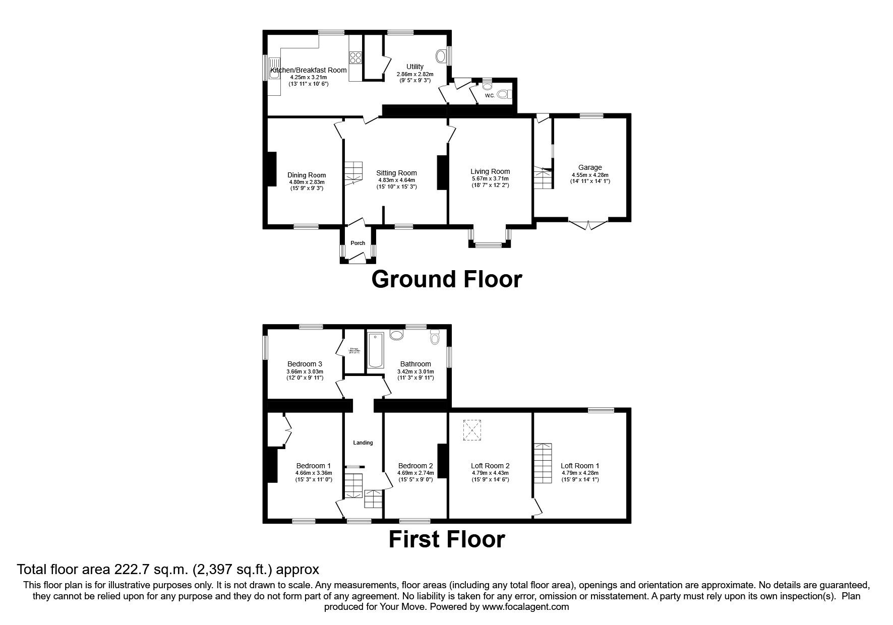 Floorplan of 3 bedroom Detached House for sale, Aikton, Cumbria, CA7