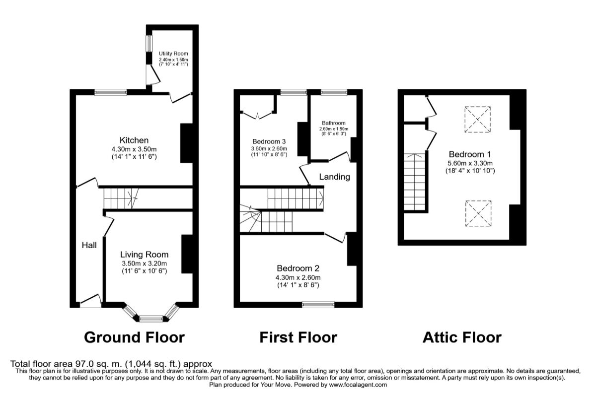 Floorplan of 3 bedroom Mid Terrace House to rent, Esk Street, Silloth, Cumbria, CA7