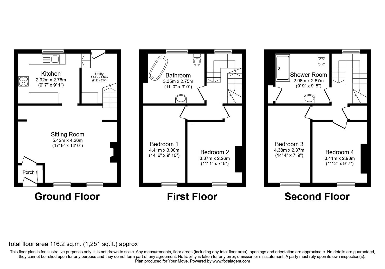 Floorplan of 4 bedroom Mid Terrace House for sale, New Street, Wigton, Cumbria, CA7