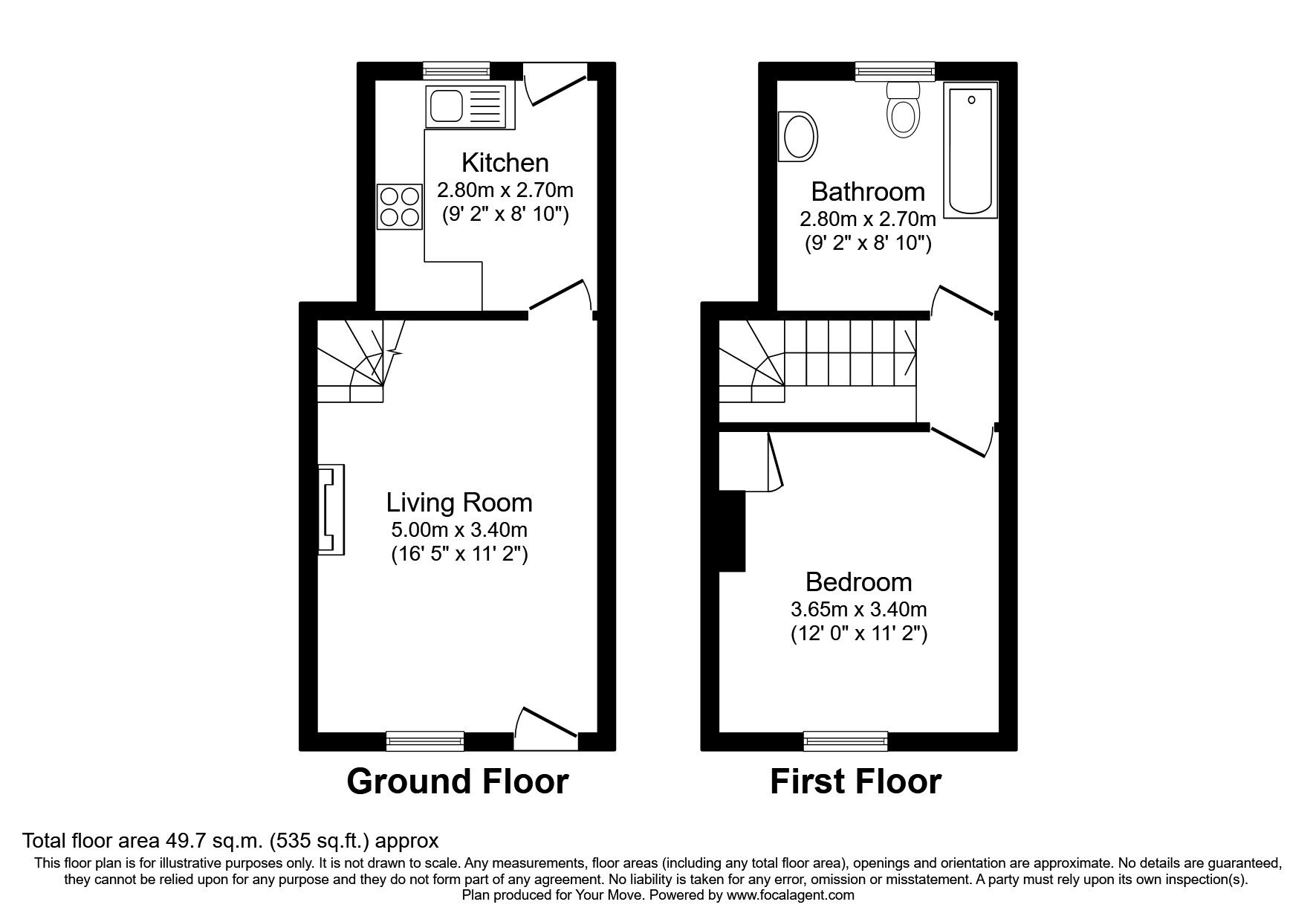 Floorplan of 1 bedroom Mid Terrace House to rent, Queen Street, Aspatria, Cumbria, CA7