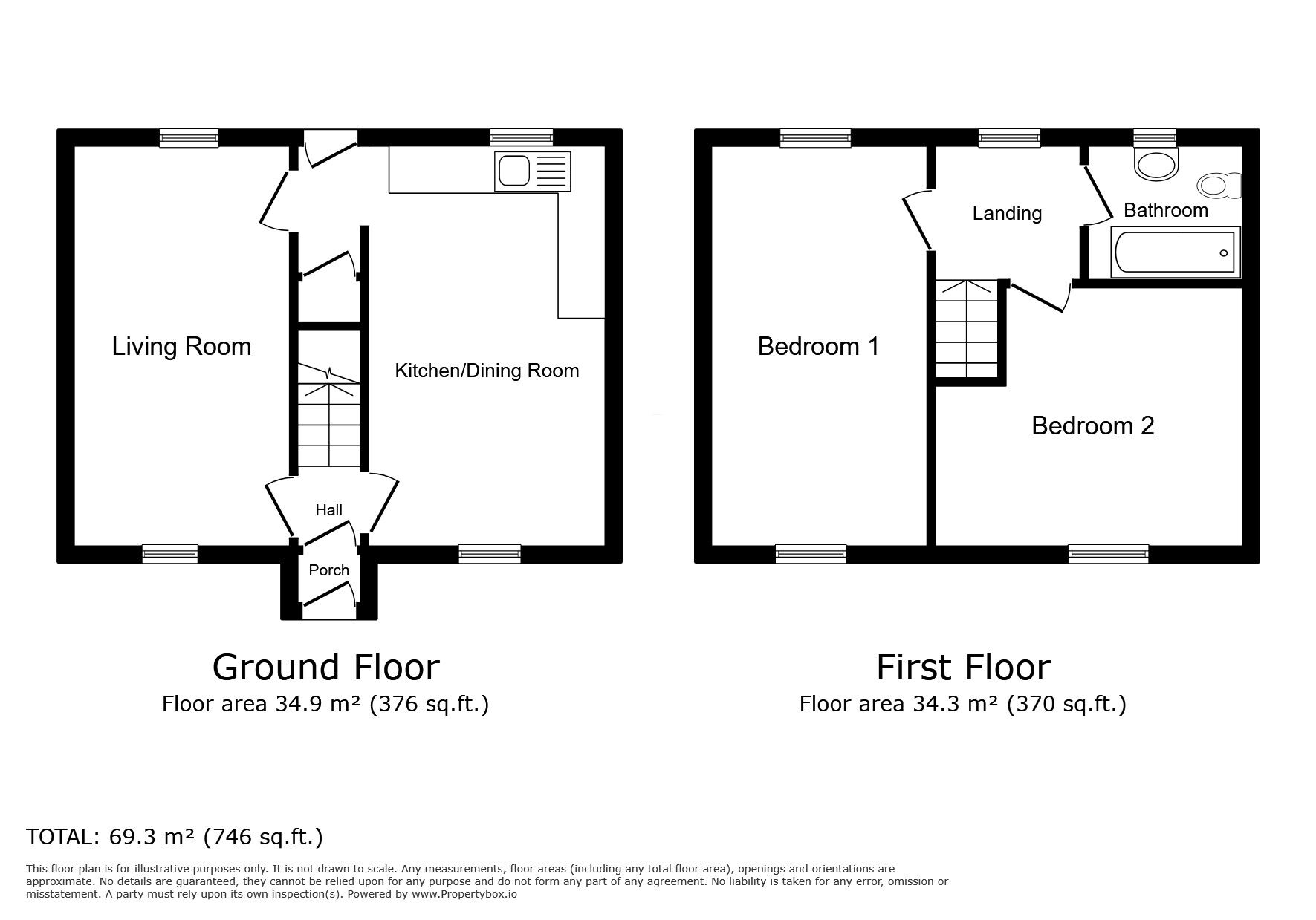 Floorplan of 2 bedroom Mid Terrace House for sale, Beck Bottom Cottages, Wigton, CA7