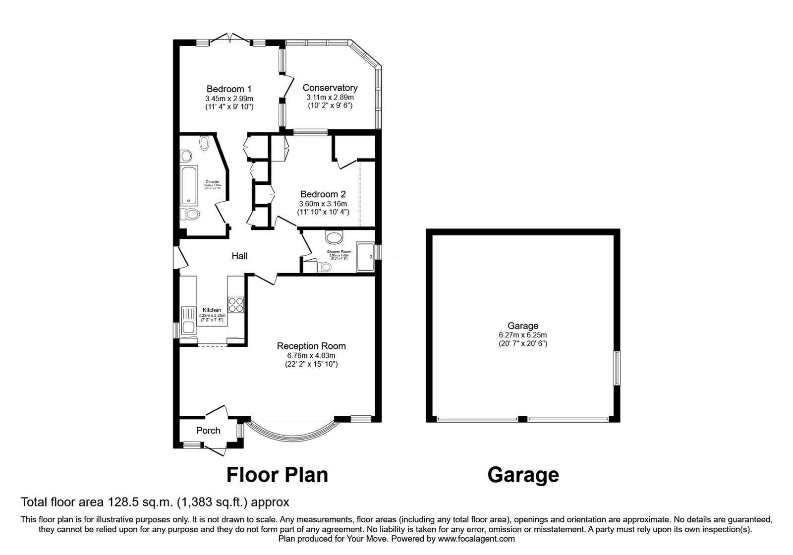 Floorplan of 2 bedroom Detached Bungalow for sale, Skinburness Road, Skinburness, Wigton, CA7