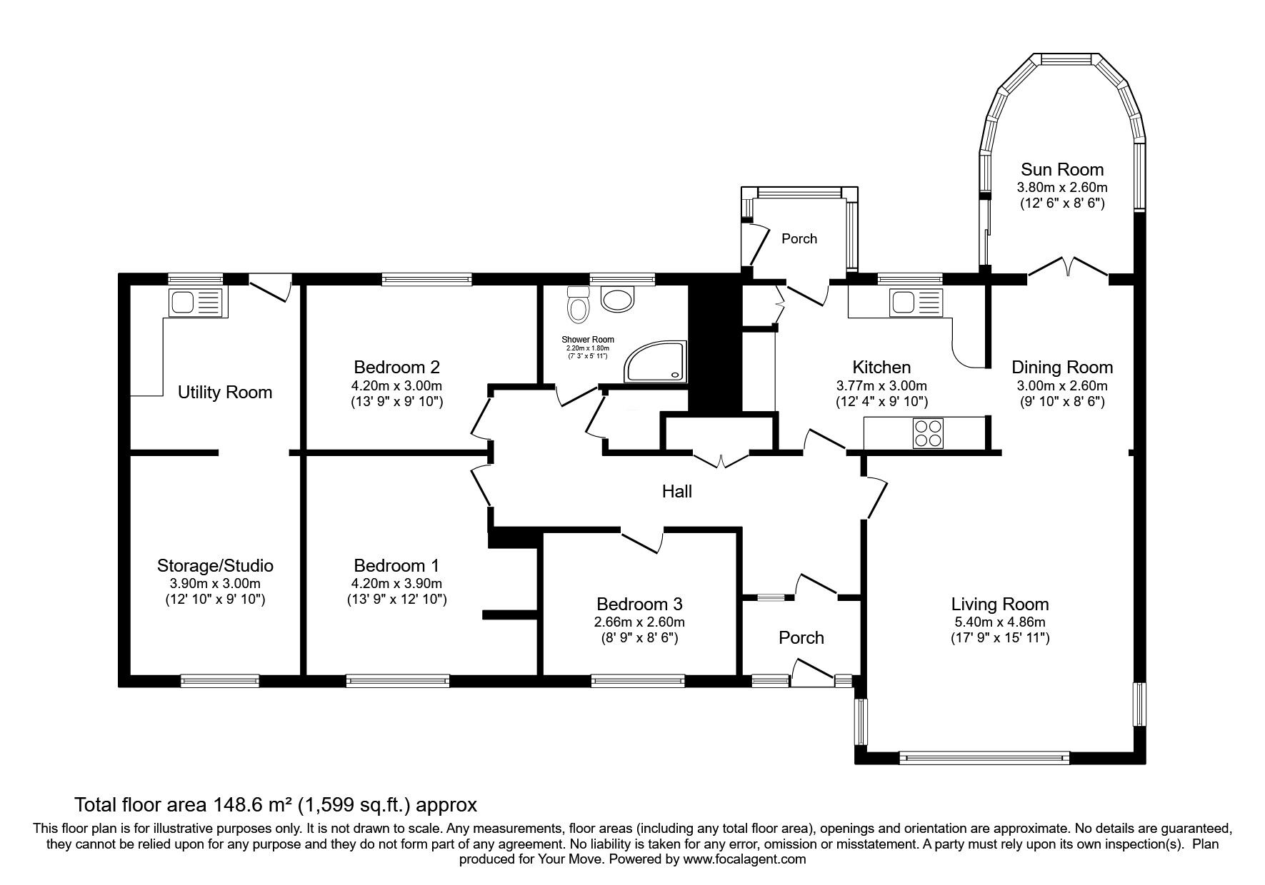 Floorplan of 3 bedroom Detached Bungalow for sale, Bowness-on-Solway, Wigton, CA7
