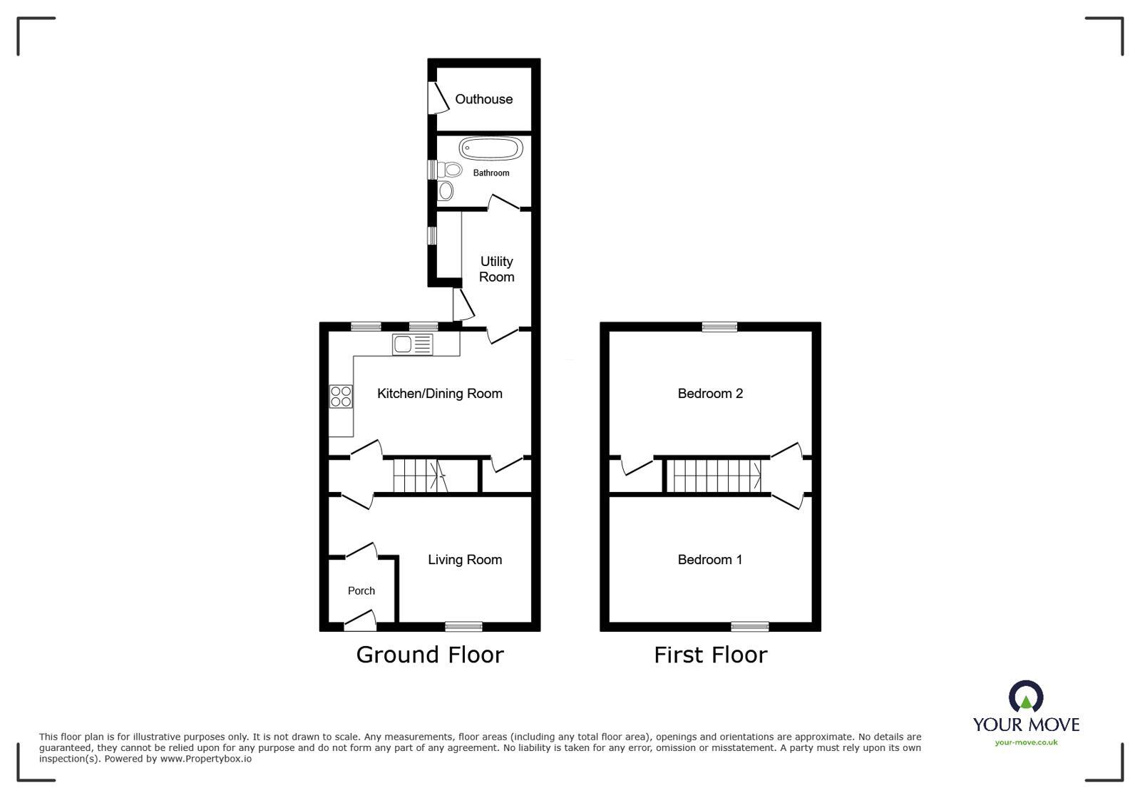 Floorplan of 2 bedroom Mid Terrace House for sale, South Street, Fletchertown, Wigton, CA7