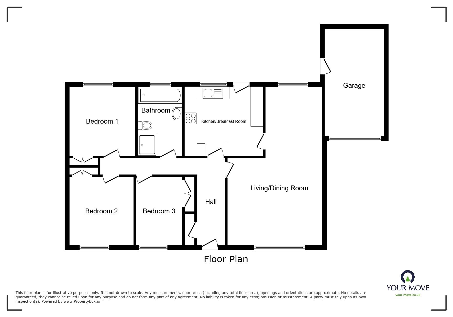 Floorplan of 3 bedroom Semi Detached Bungalow for sale, Fletchertown, Wigton, CA7