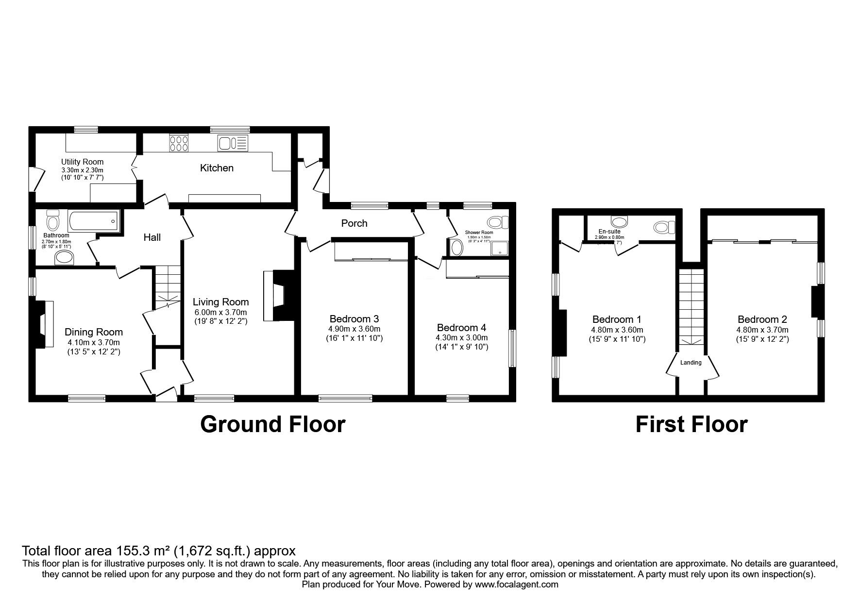 Floorplan of 4 bedroom Detached Bungalow for sale, Causewayhead, Silloth, Cumberland, CA7