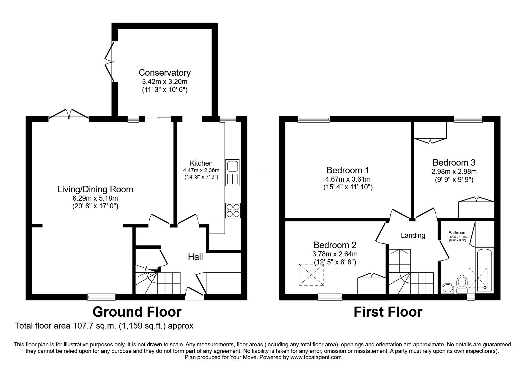 Floorplan of 3 bedroom End Terrace House for sale, Mawbray, Maryport, Cumbria, CA15