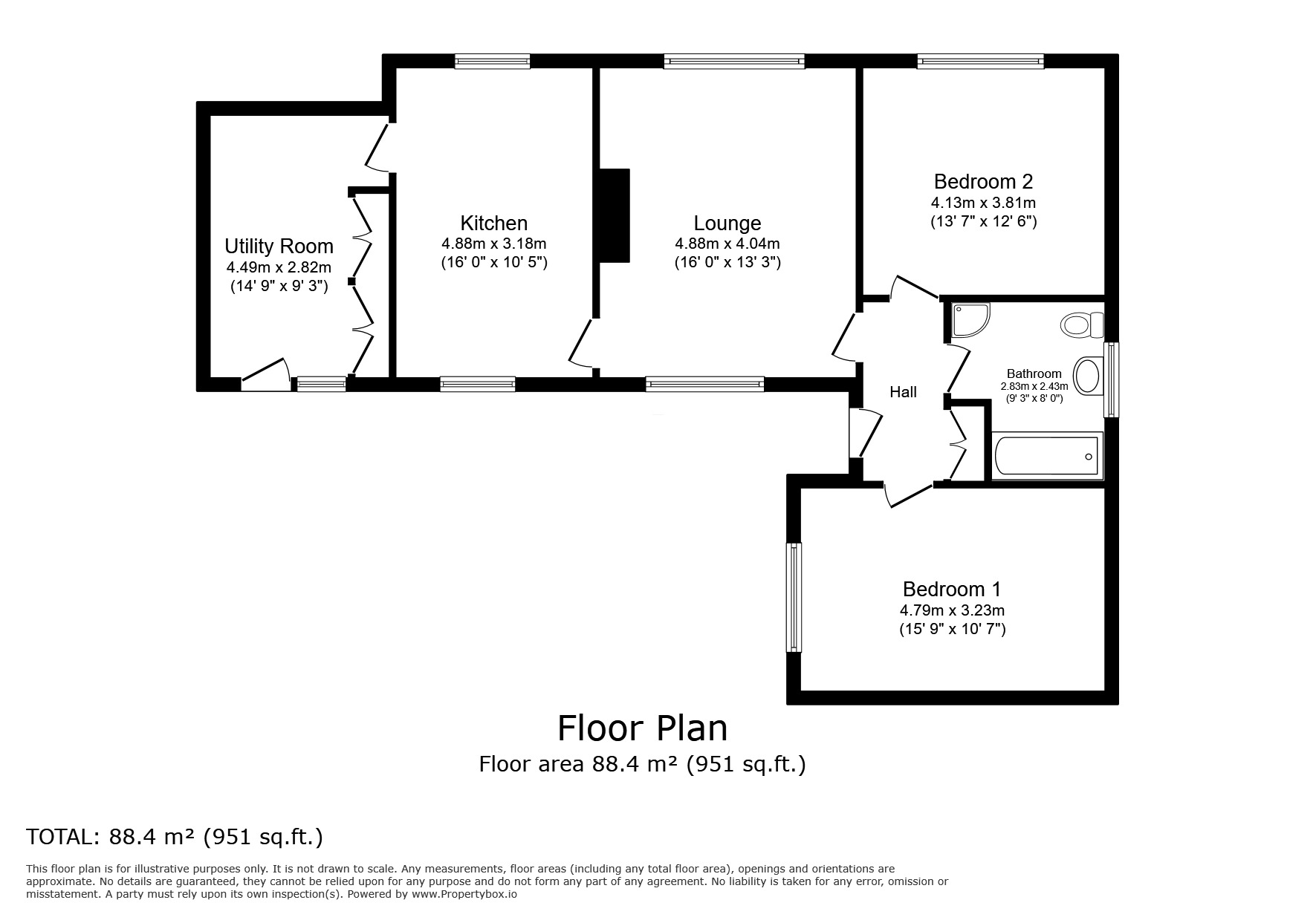Floorplan of 2 bedroom  Bungalow to rent, Kirkbride, Wigton, Cumbria, CA7