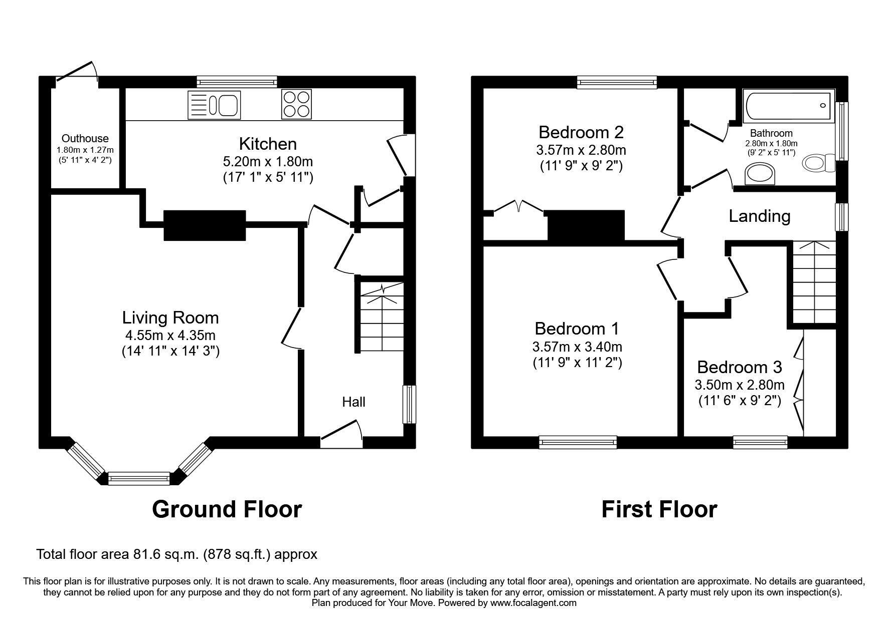 Floorplan of 3 bedroom Semi Detached House for sale, Waver Lane, Wigton, Cumbria, CA7