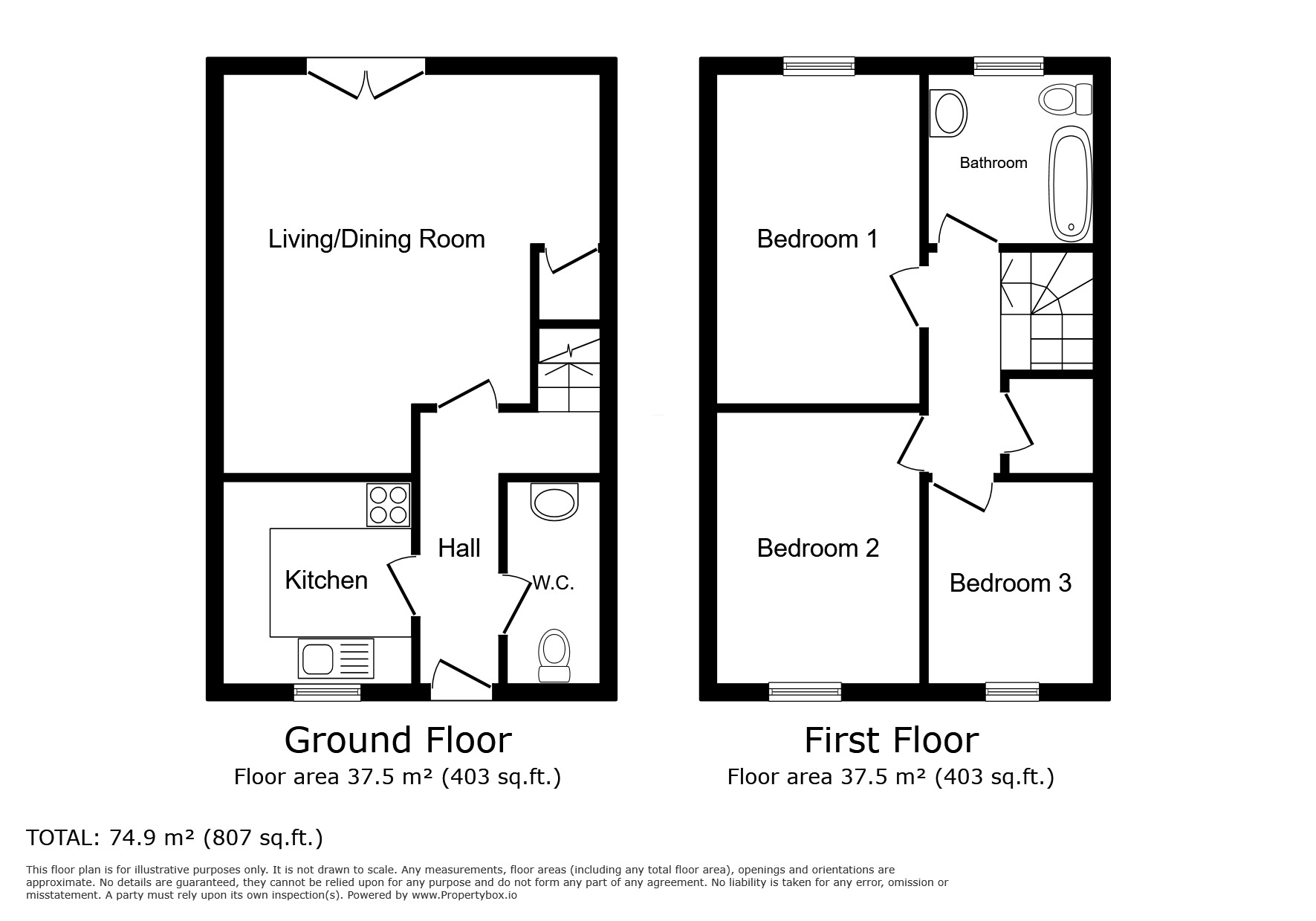 Floorplan of 3 bedroom Mid Terrace House for sale, Skinburness Court, Silloth, Cumbria, CA7