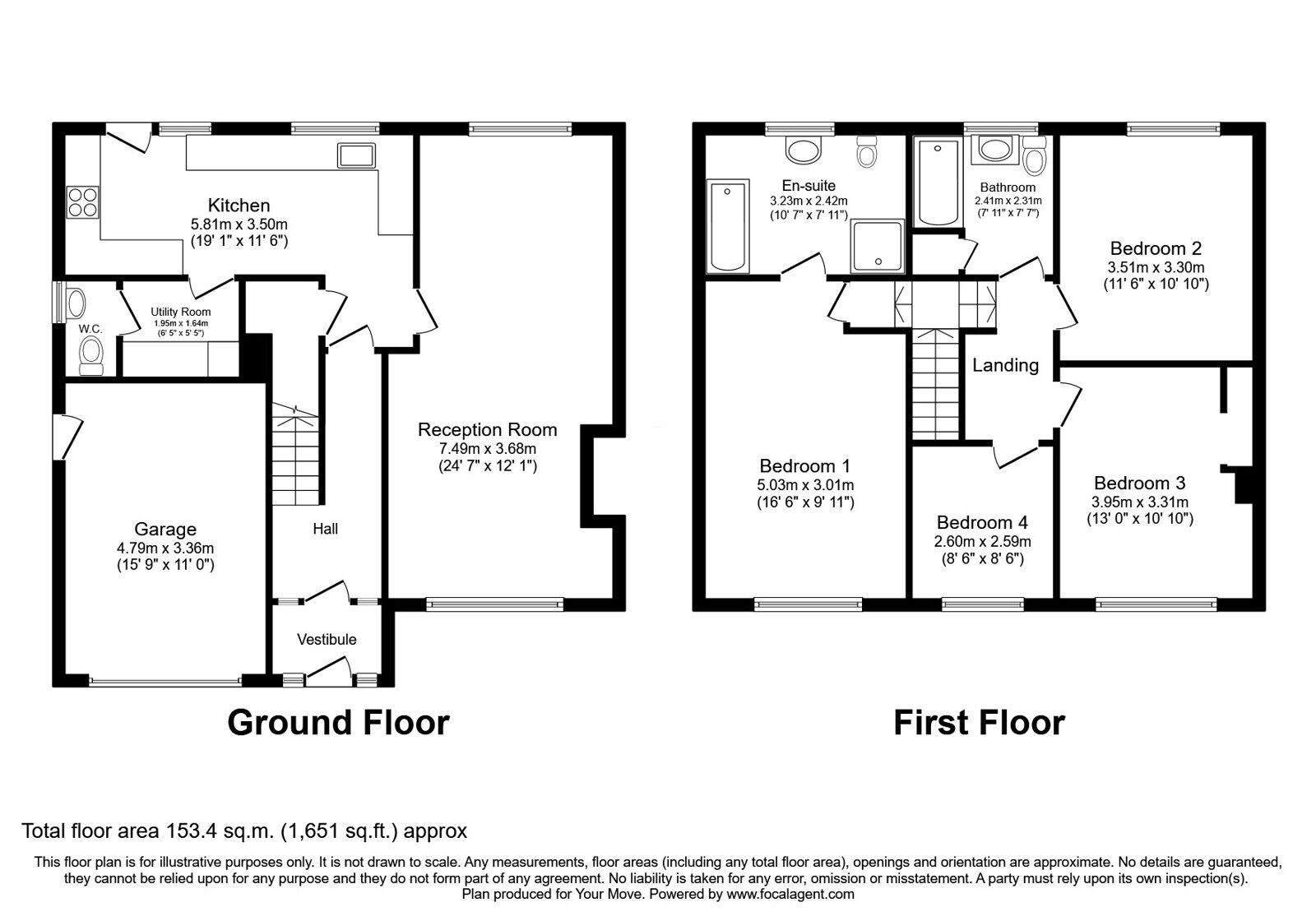 Floorplan of 4 bedroom Semi Detached House for sale, South End, Wigton, CA7