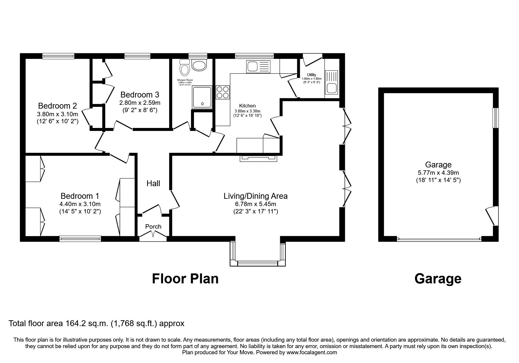 Floorplan of 3 bedroom Detached Bungalow for sale, Cuddy Lonning, Wigton, Cumbria, CA7